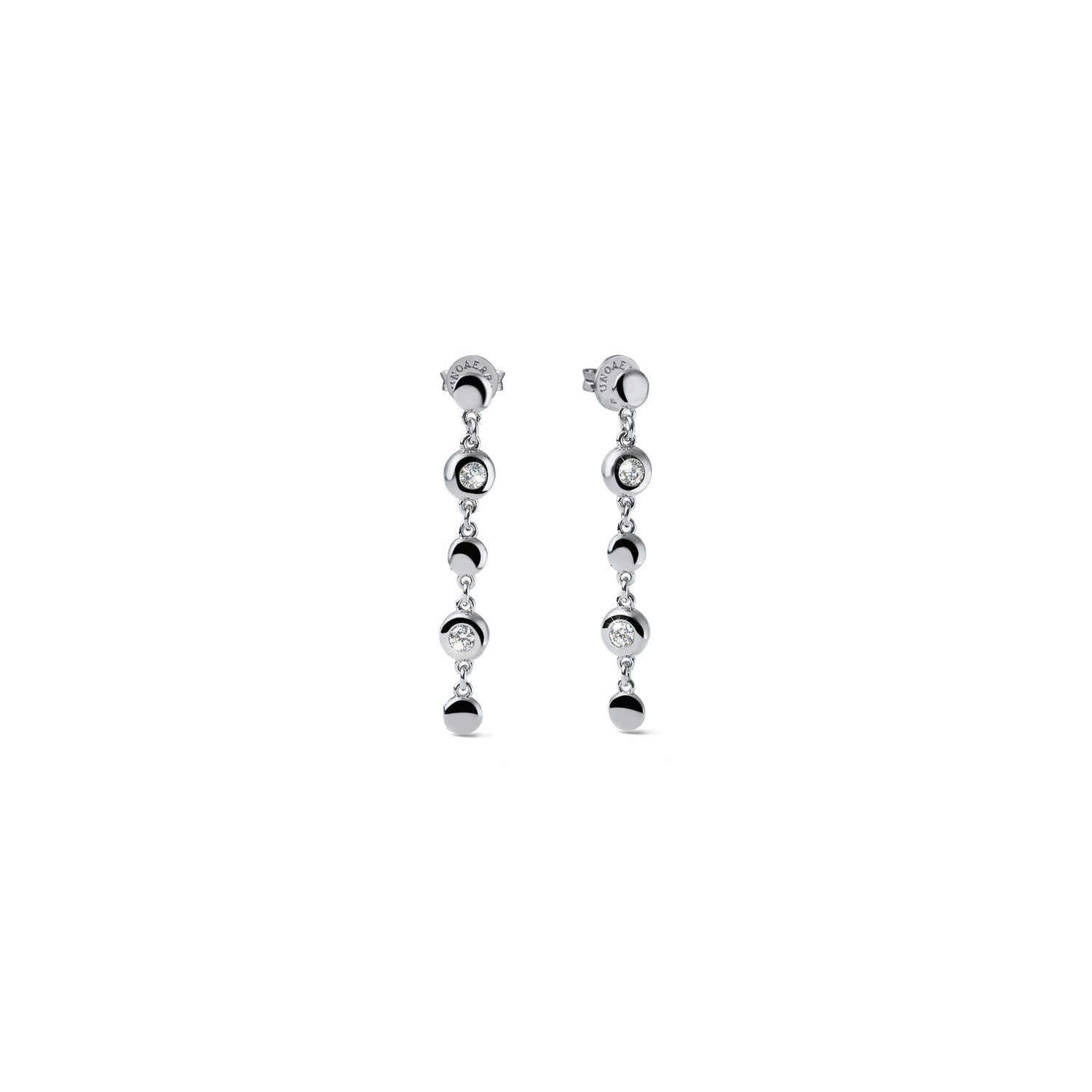Orecchini Lunghi in Argento 925 con Sfere e Cubic Zirconia Unoaerre