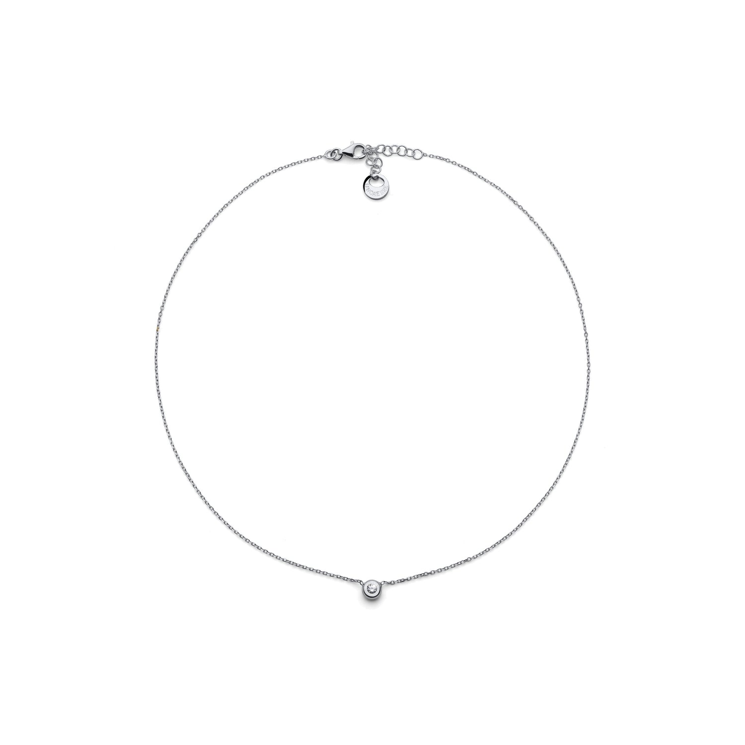 Collana Catena Sottile in Argento 925 con Centrale di Cubic Zirconia Unoaerre