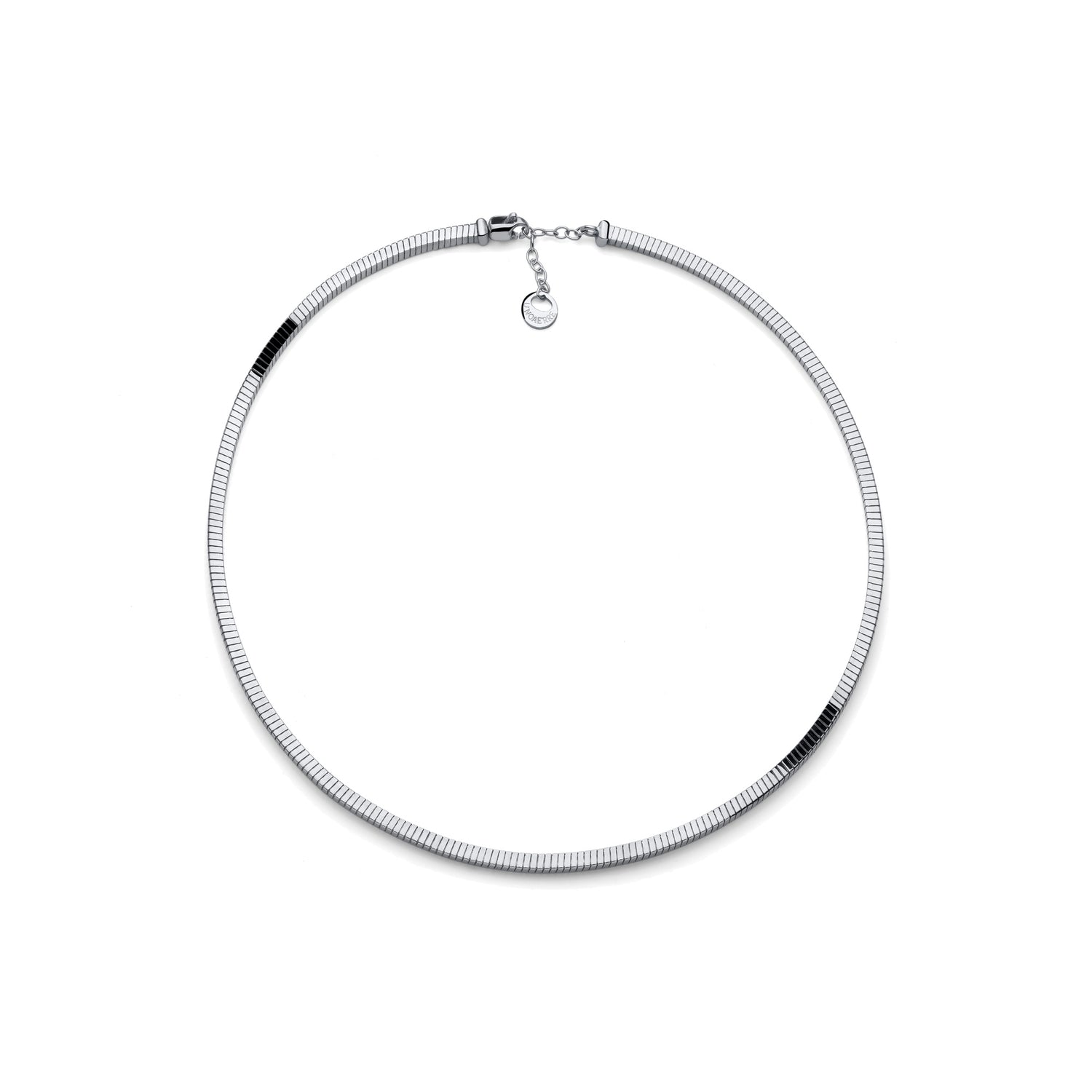 Collana in Argento con Tubo Quadro Zigrinato, Chiusura a Moschettone Unoaerre