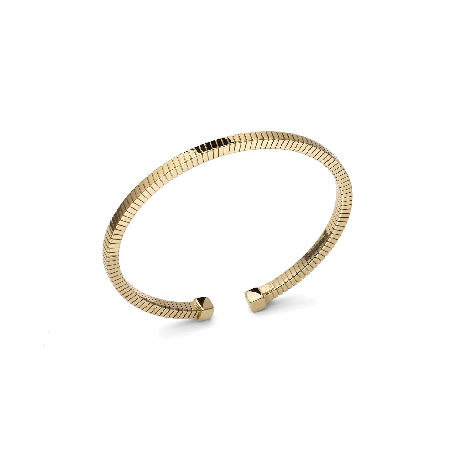 Bracciale Bangle Aperto in Argento con Tubo Quadro Zigrinato Unoaerre