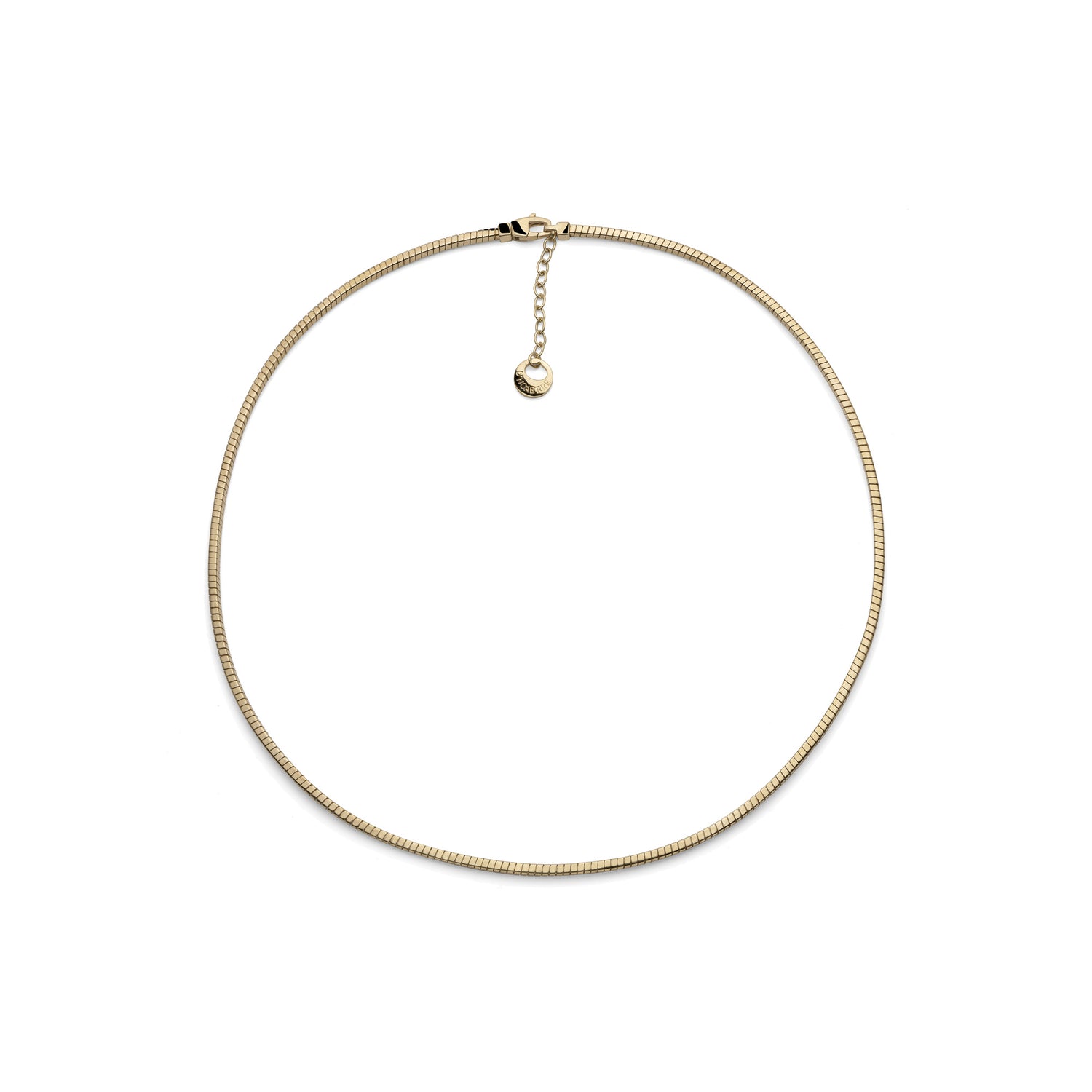 Collana in Argento con Tubo Quadro Zigrinato, Chiusura a Moschettone Unoaerre