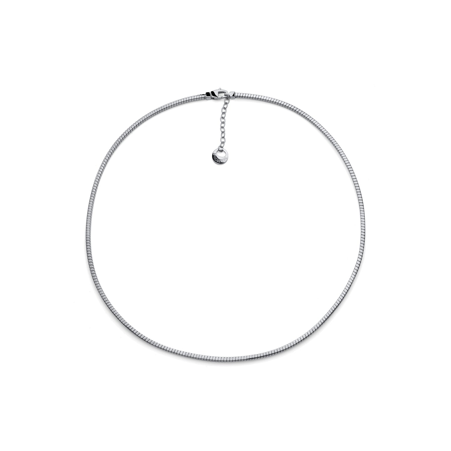 Collana in Argento con Tubo Quadro Zigrinato, Chiusura a Moschettone Unoaerre