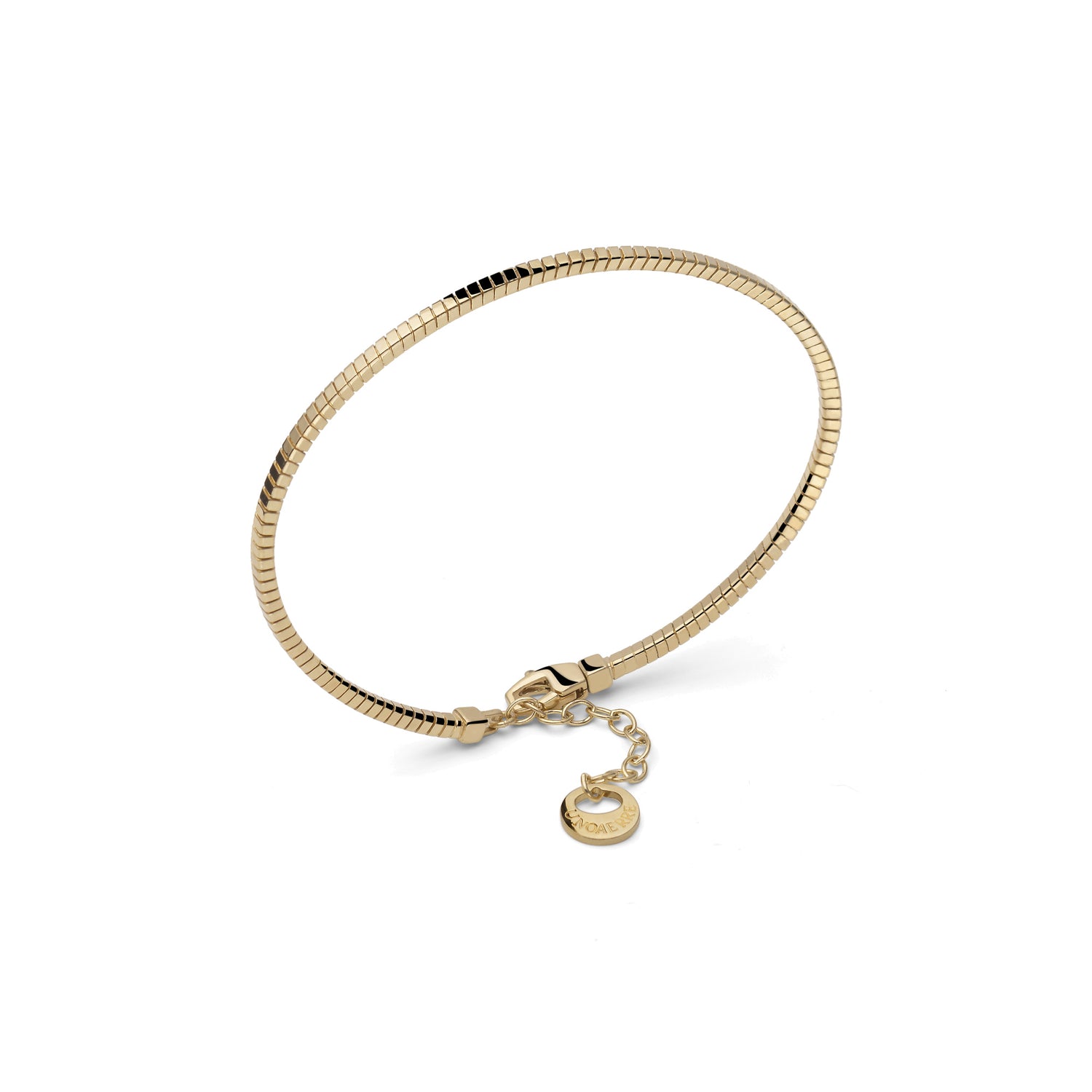 Bracciale Bangle in Argento con Tubo Quadro Zigrinato Unoaerre
