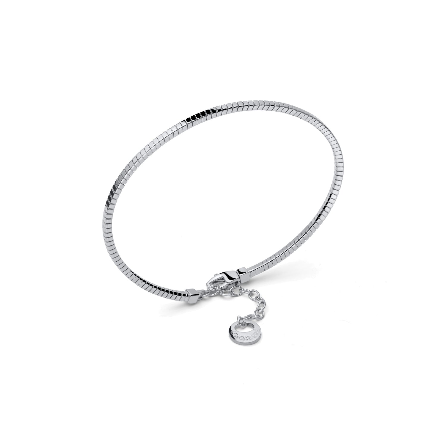 Bracciale Bangle in Argento con Tubo Quadro Zigrinato Unoaerre