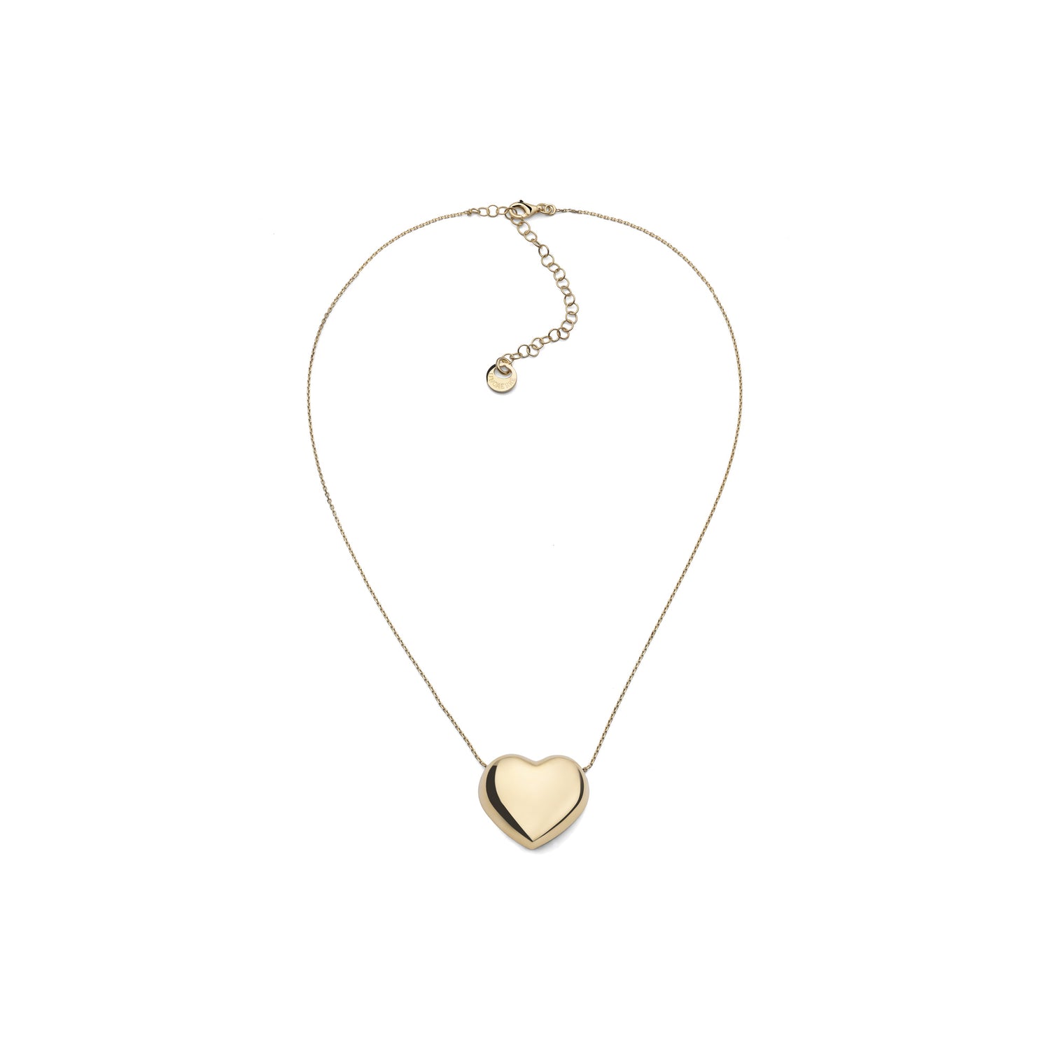 Collana in Argento 925 con Pendente a Forma di Cuore Grande Bombato Unoaerre