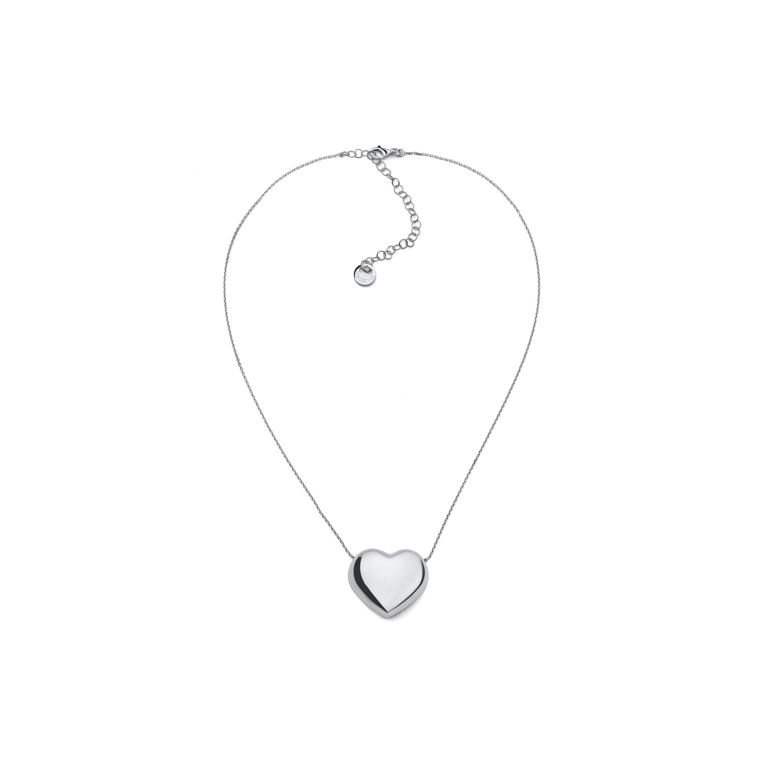 Collana in Argento 925 con Pendente a Forma di Cuore Grande Bombato Unoaerre