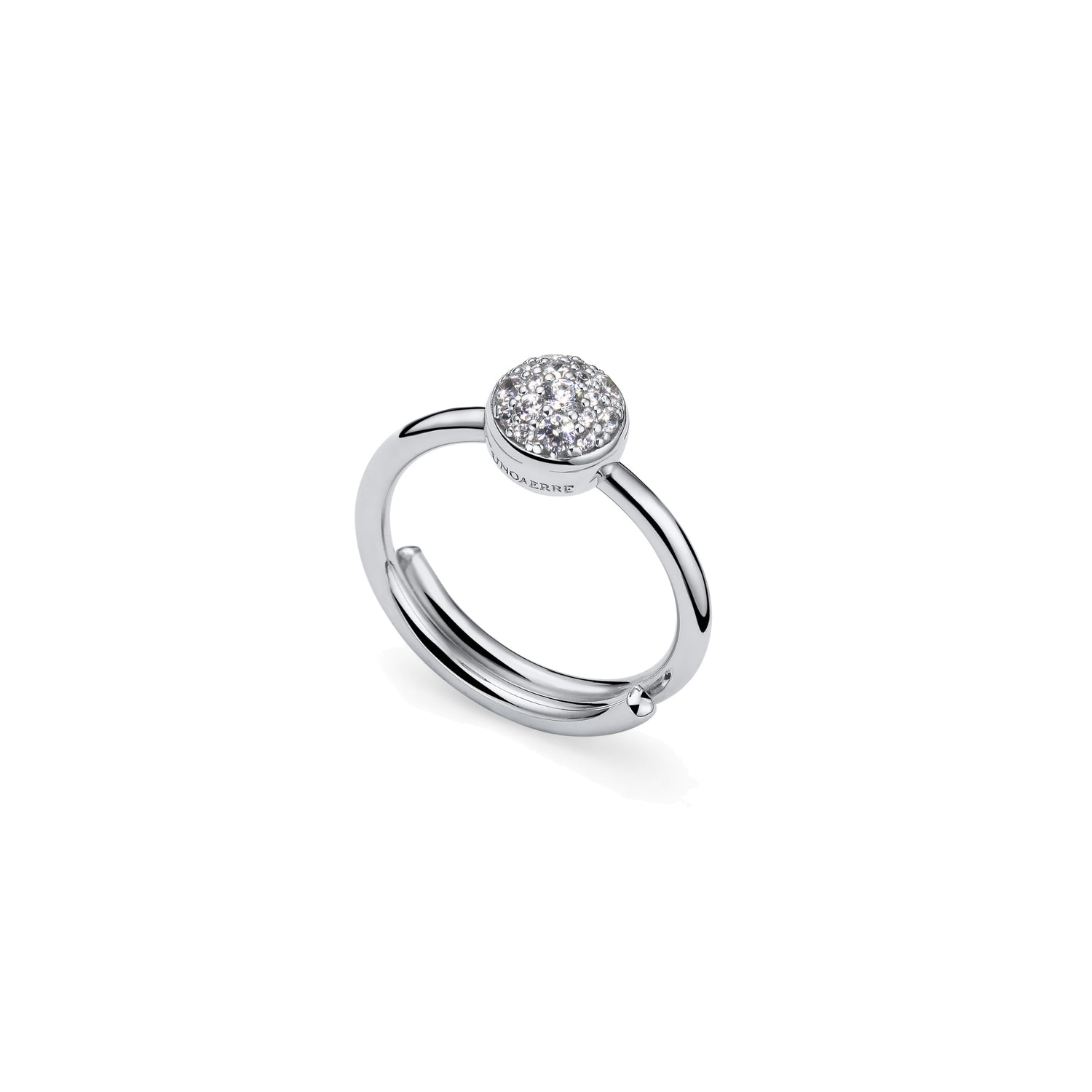 Anello in Argento 925 Rodiato con Sfera e Pavé di Zirconia Unoaerre