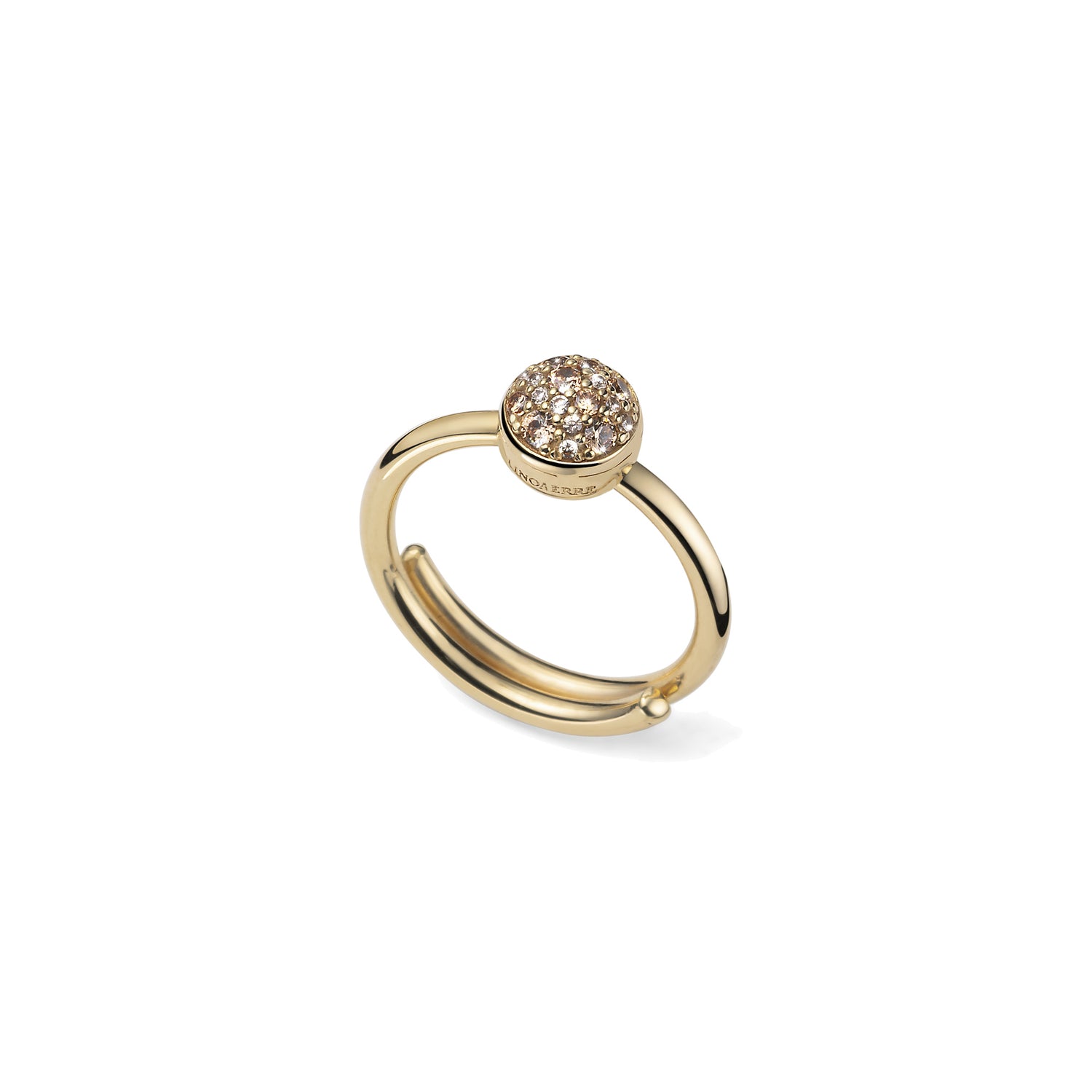Anello in Argento Placcato Oro 18kt con Sfera e Pavé di Zirconia Unoaerre