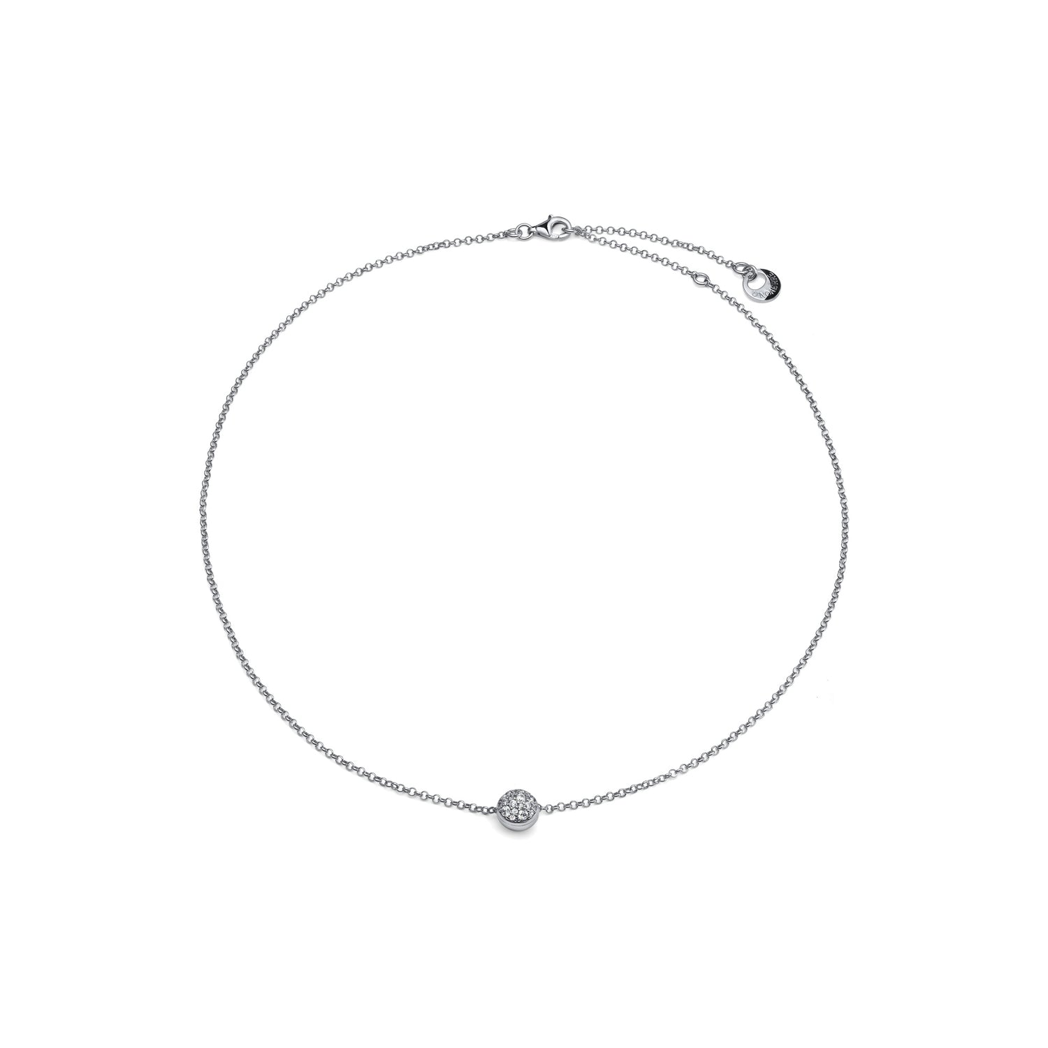 Collana in Argento 925 Rodiato e Ciondolo a Sfera con Pavé Unoaerre