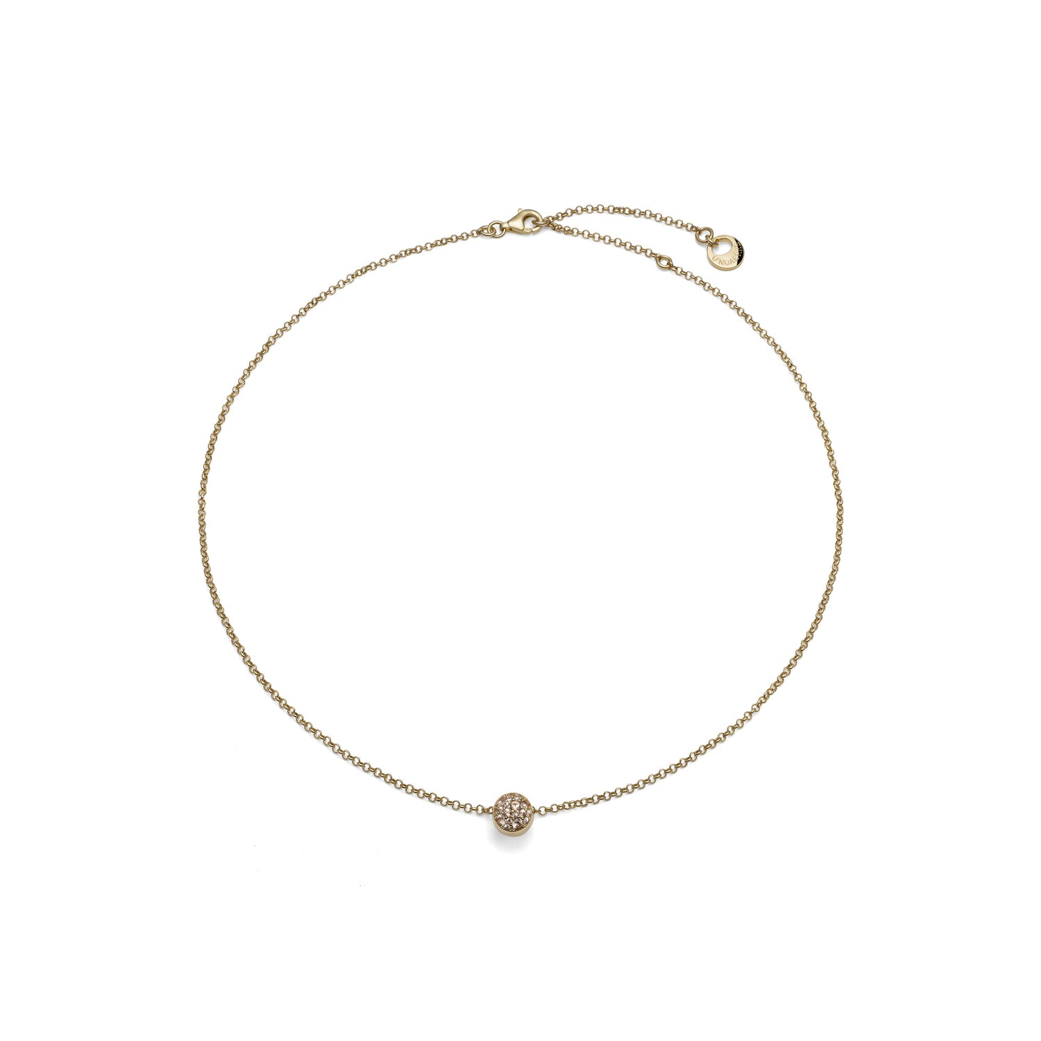 Collana in Argento Placcato Oro 18kt e Ciondolo a Sfera con Pavé Unoaerre