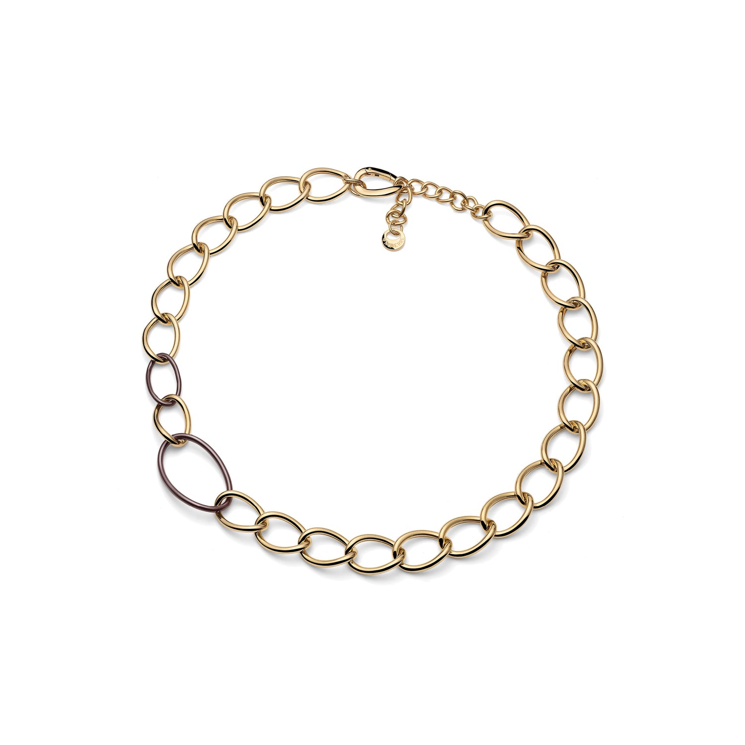 Collana in Argento Dorato con Catena a Maglie Ovali e Decoro Unoaerre