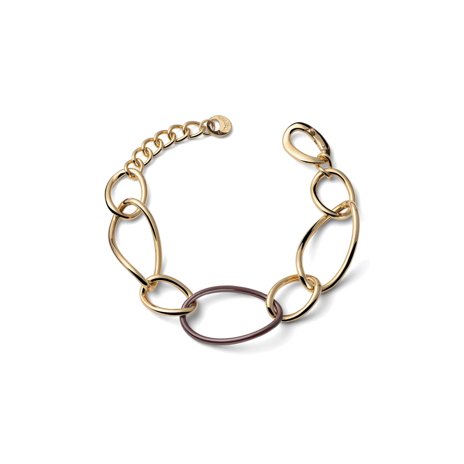 Bracciale in Argento Dorato con Catena a Maglie Ovali e Decoro Unoaerre