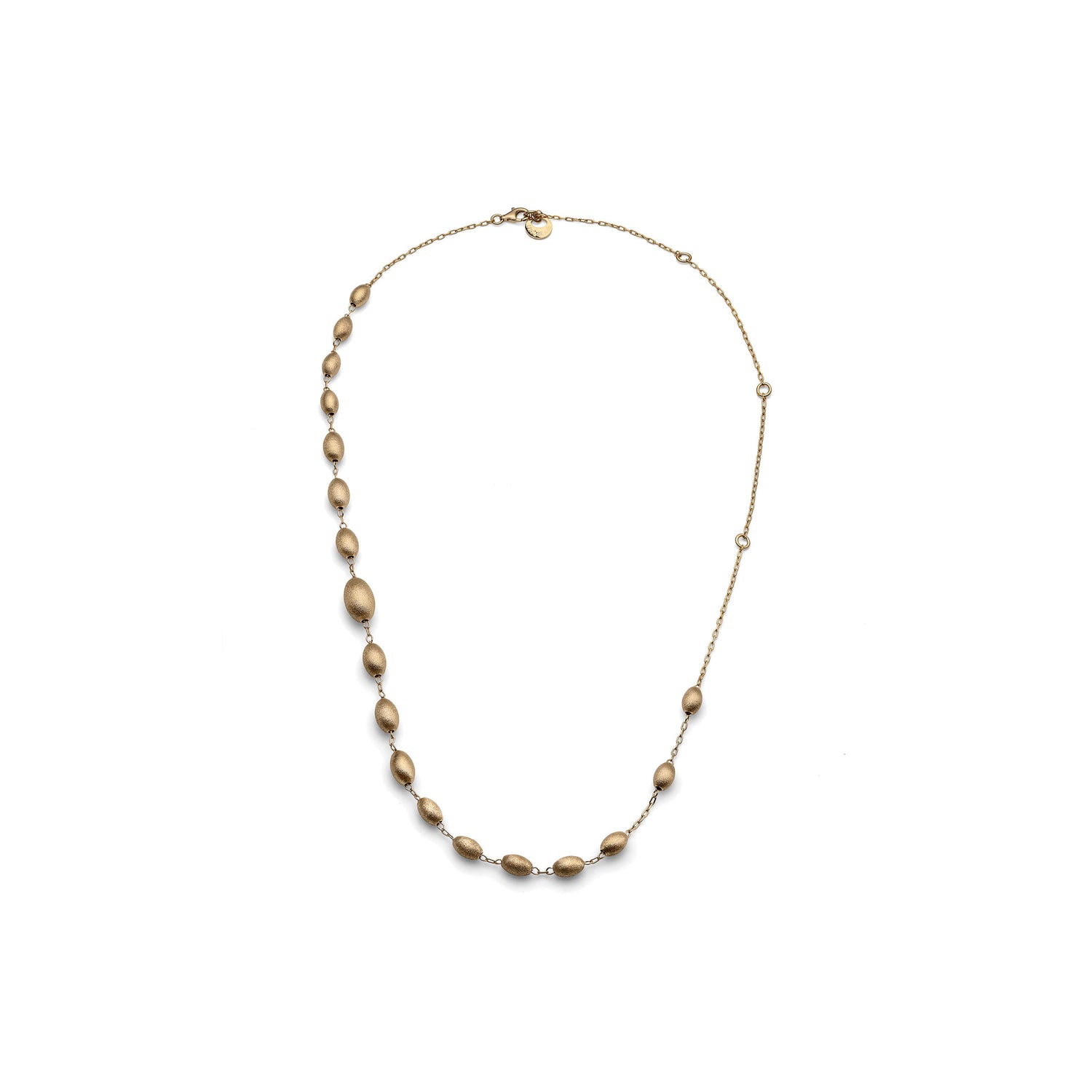 Collana in Argento con Catena Sottile e Perle Ovali in Finitura Satinata Unoaerre