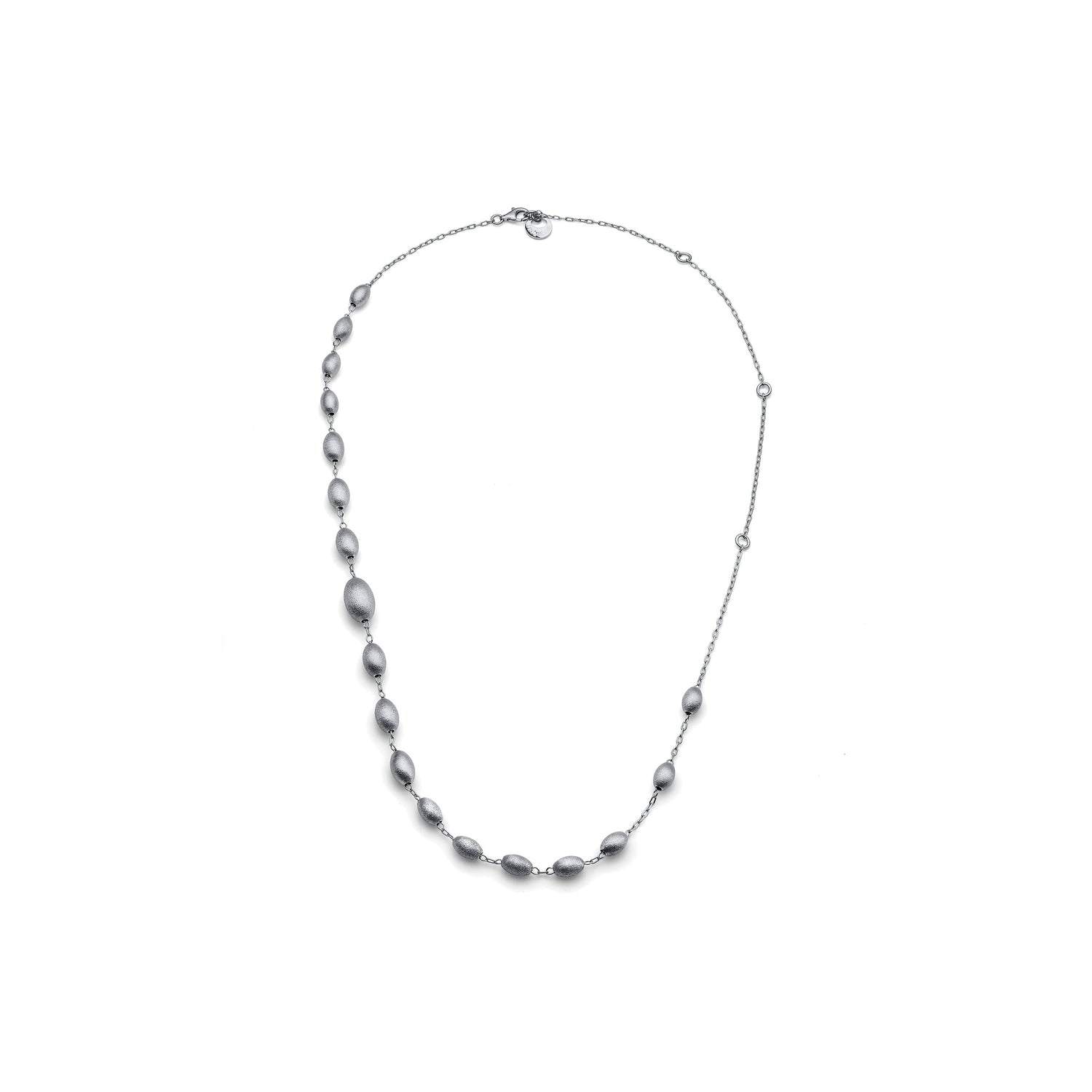 Collana in Argento con Catena Sottile e Perle Ovali in Finitura Satinata Unoaerre