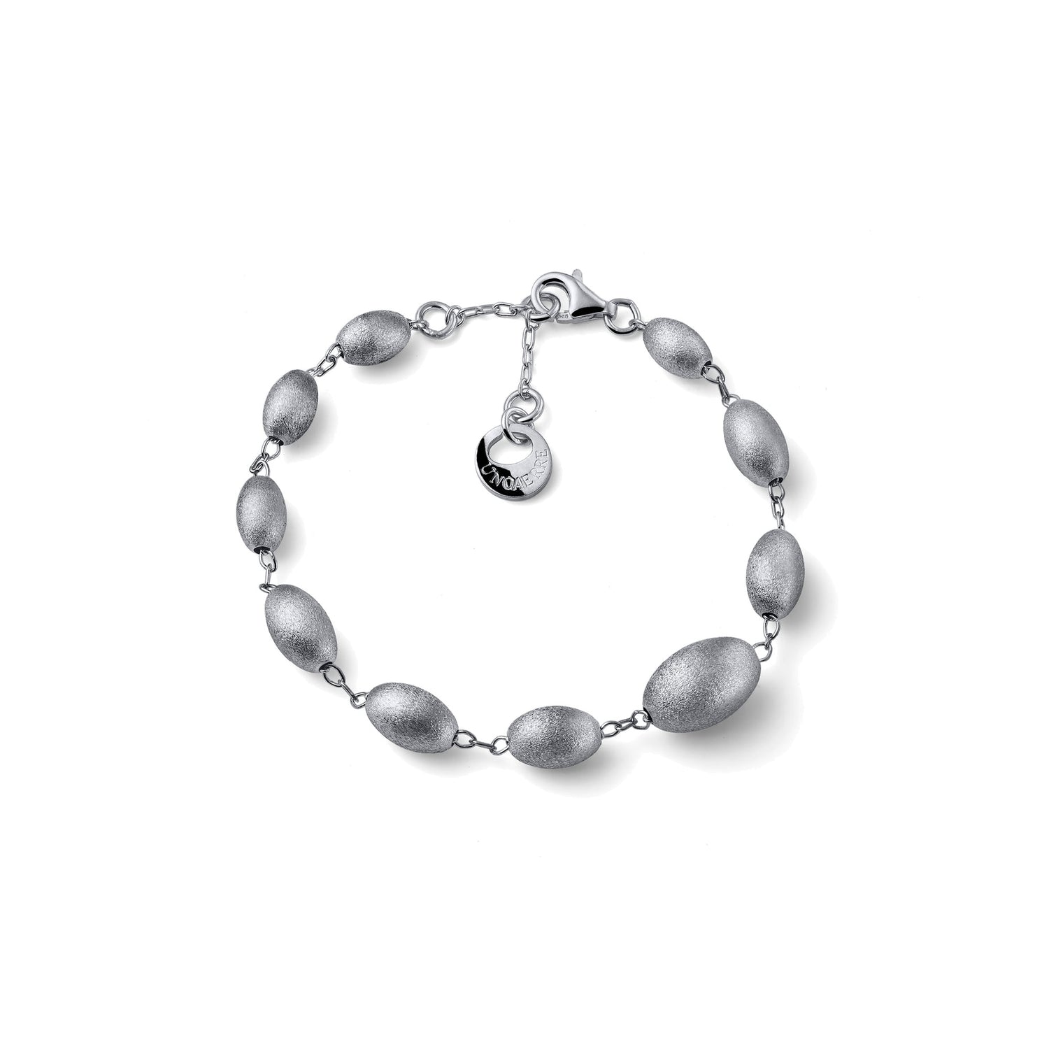 Bracciale in Argento con Catena Sottile e Perle Ovali in Finitura Satinata Unoaerre