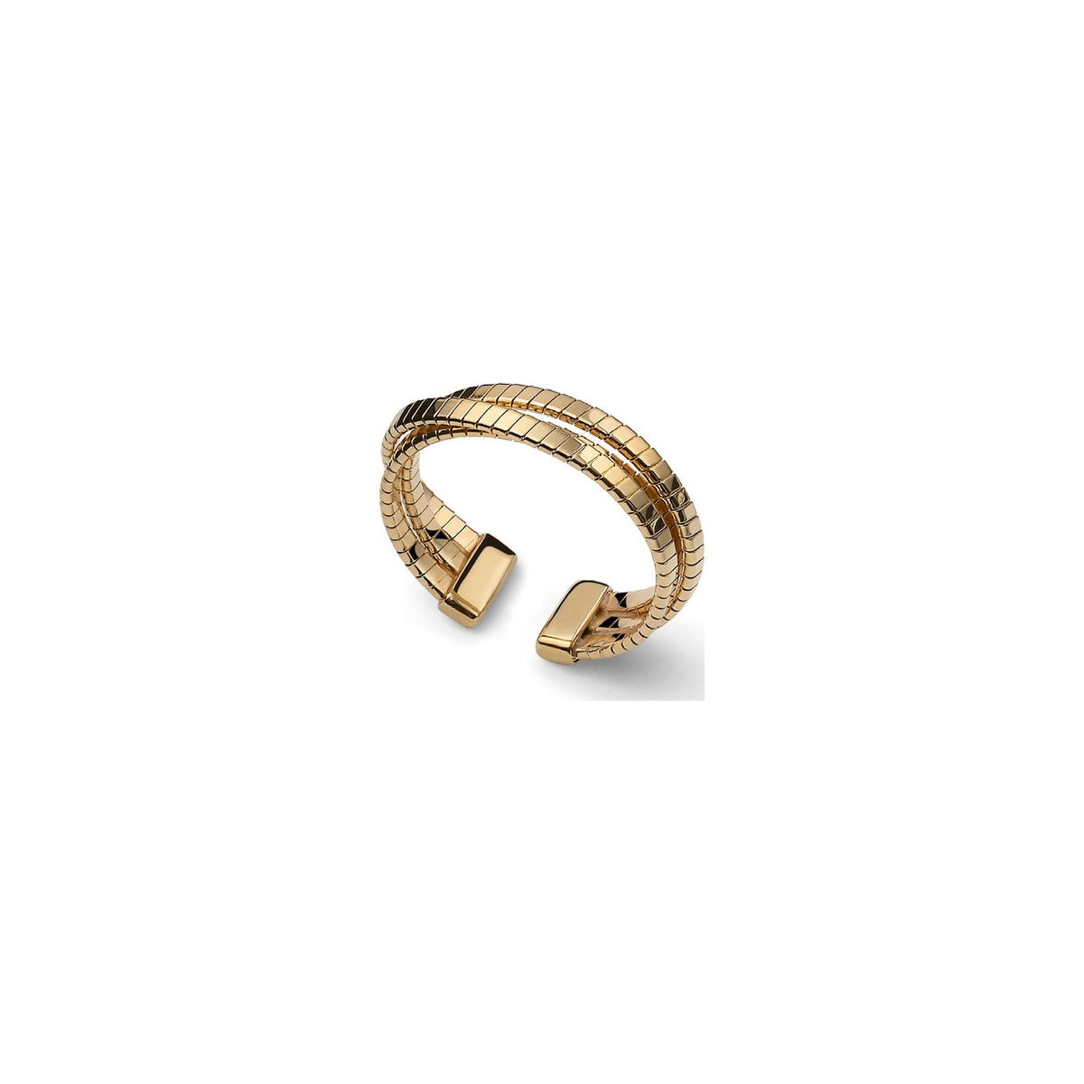 Anillo de Plata con Tres Hilos Entrelazados en Acabado Rayado Unoaerre
