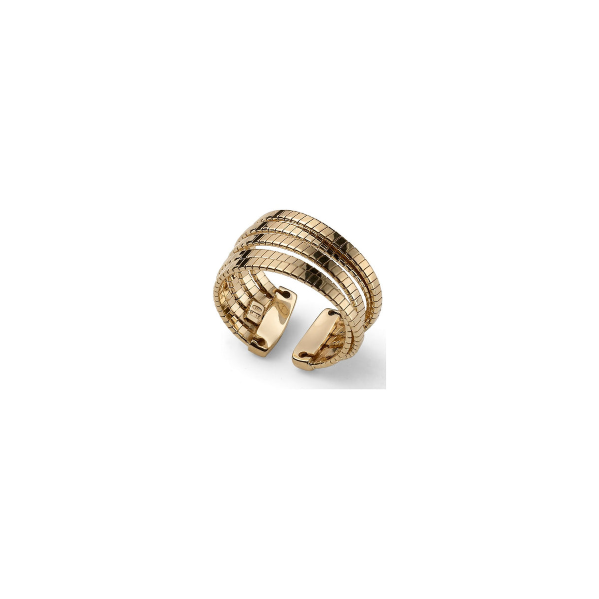 Anillo de Plata con Cinco Hilos Trenzados en Acabado Rayado Unoaerre