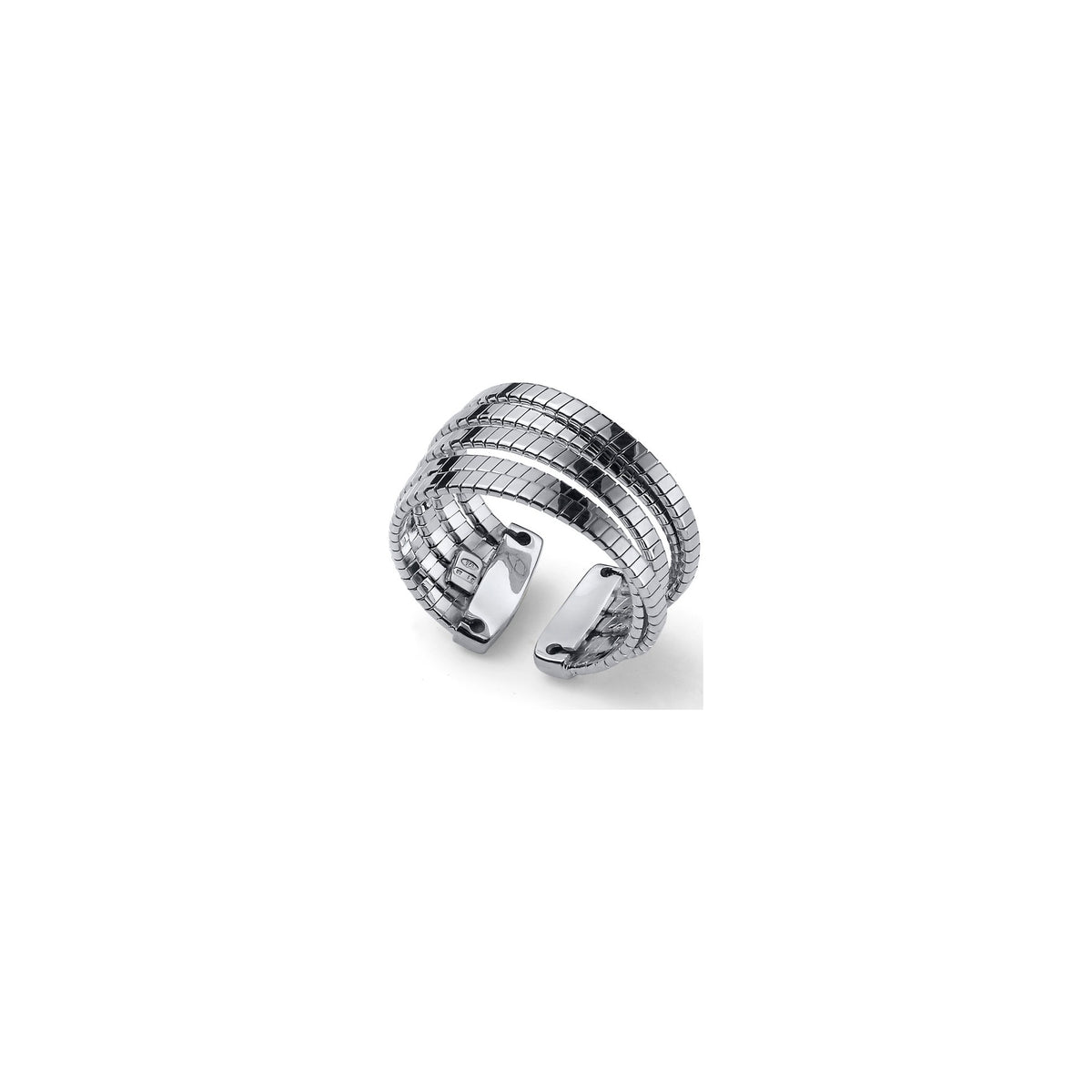 Anillo de plata con cinco hilos trenzados en acabado rayado Unoaerre