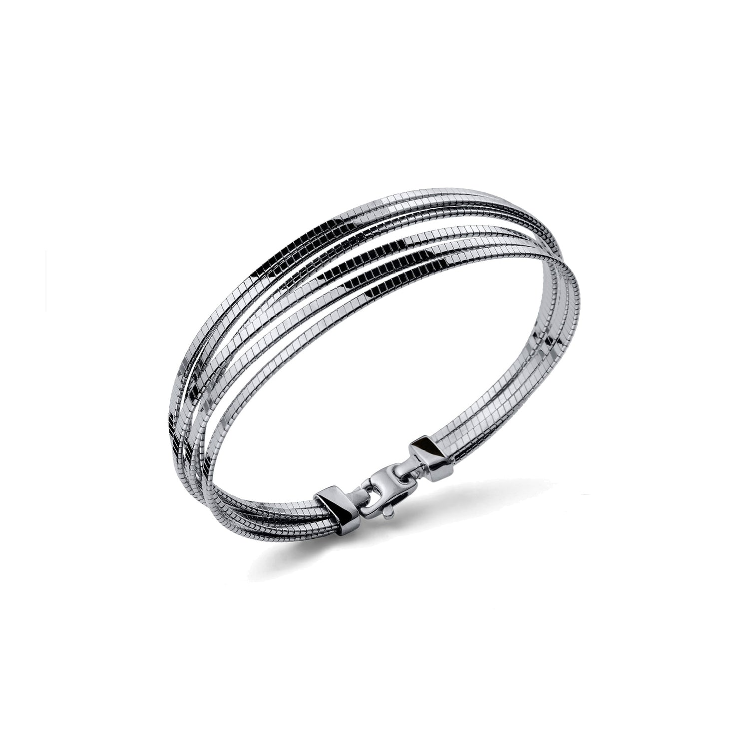 Bracciale Rigido in Argento con Sei Fili Intrecciati in Finitura Rigata Unoaerre