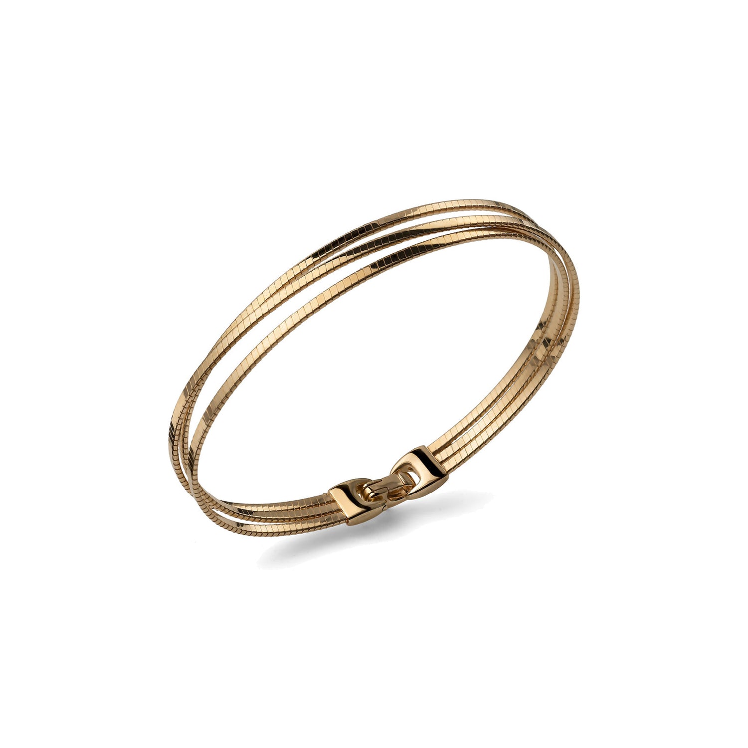 Bracciale Rigido in Argento con Tre Fili Intrecciati in Finitura Rigata Unoaerre