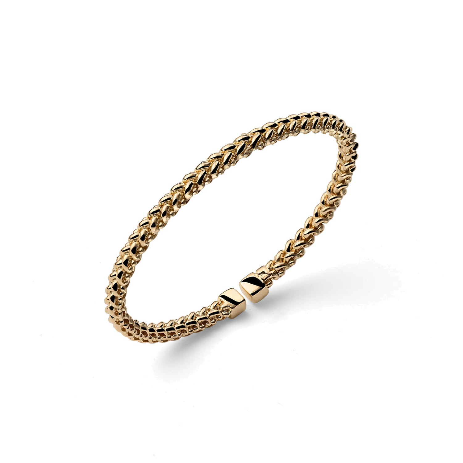 Bracciale Rigido Aperto in Maglia Chicco di Riso in Argento Unoaerre