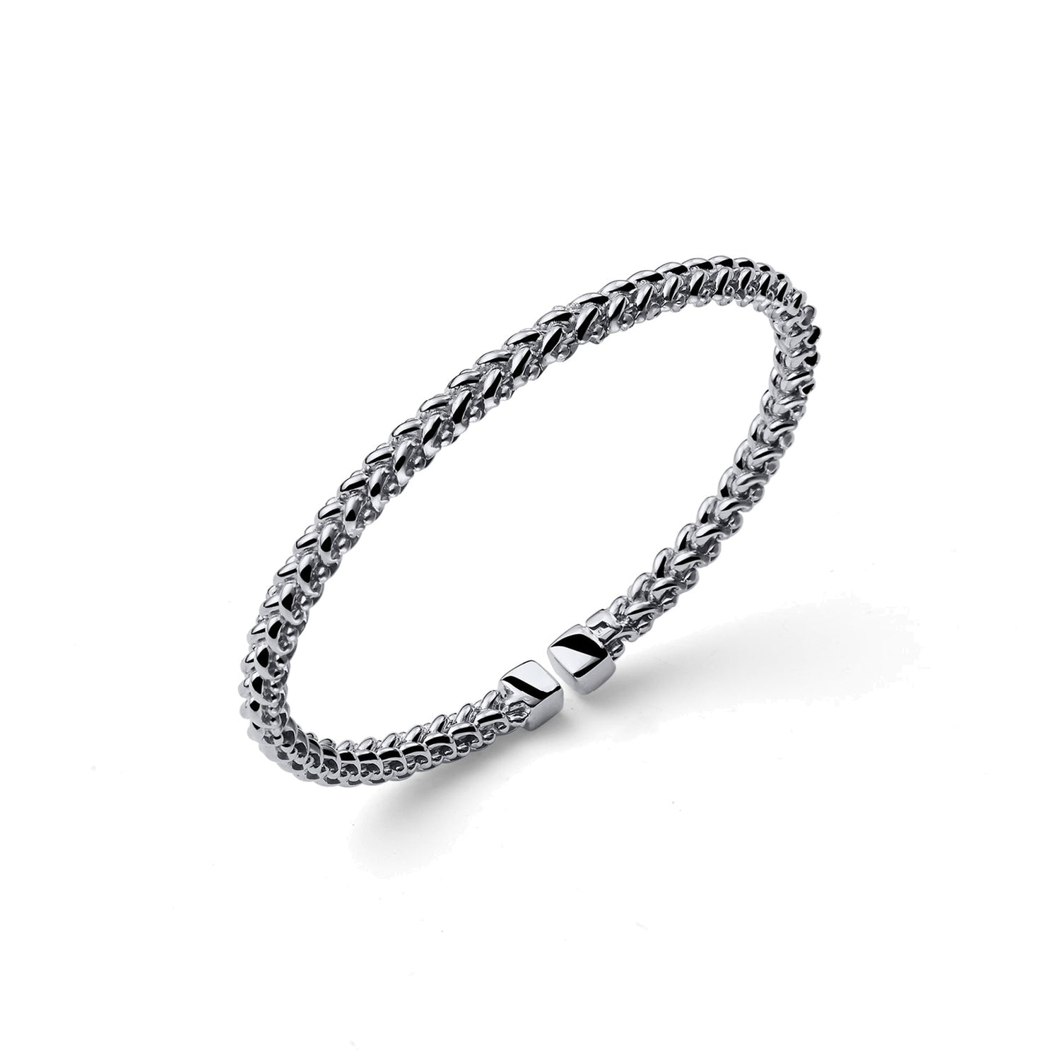 Bracciale Rigido Aperto in Maglia Chicco di Riso in Argento Unoaerre