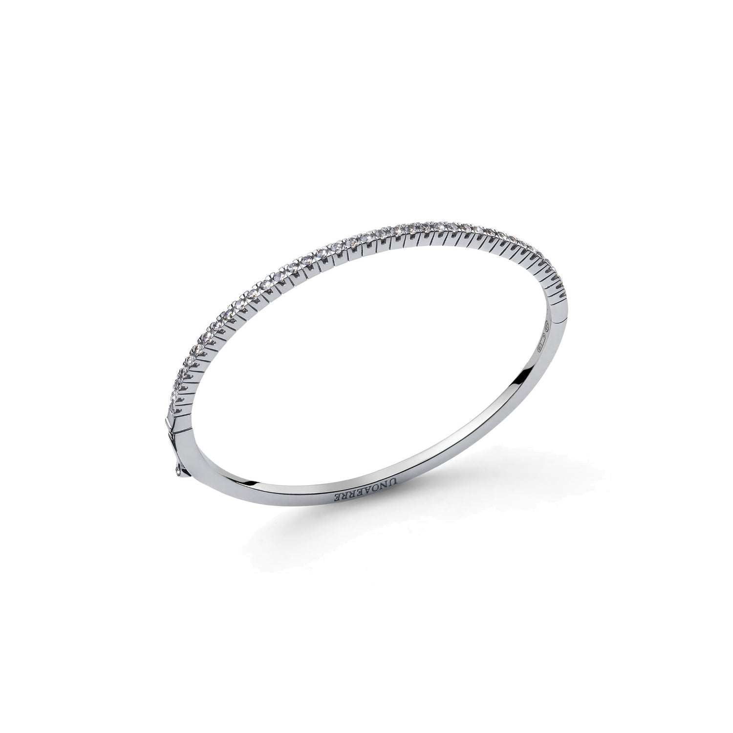 Bracciale Tennis Rigido in Argento Rodiato con Cubic Zirconia Bianchi Unoaerre