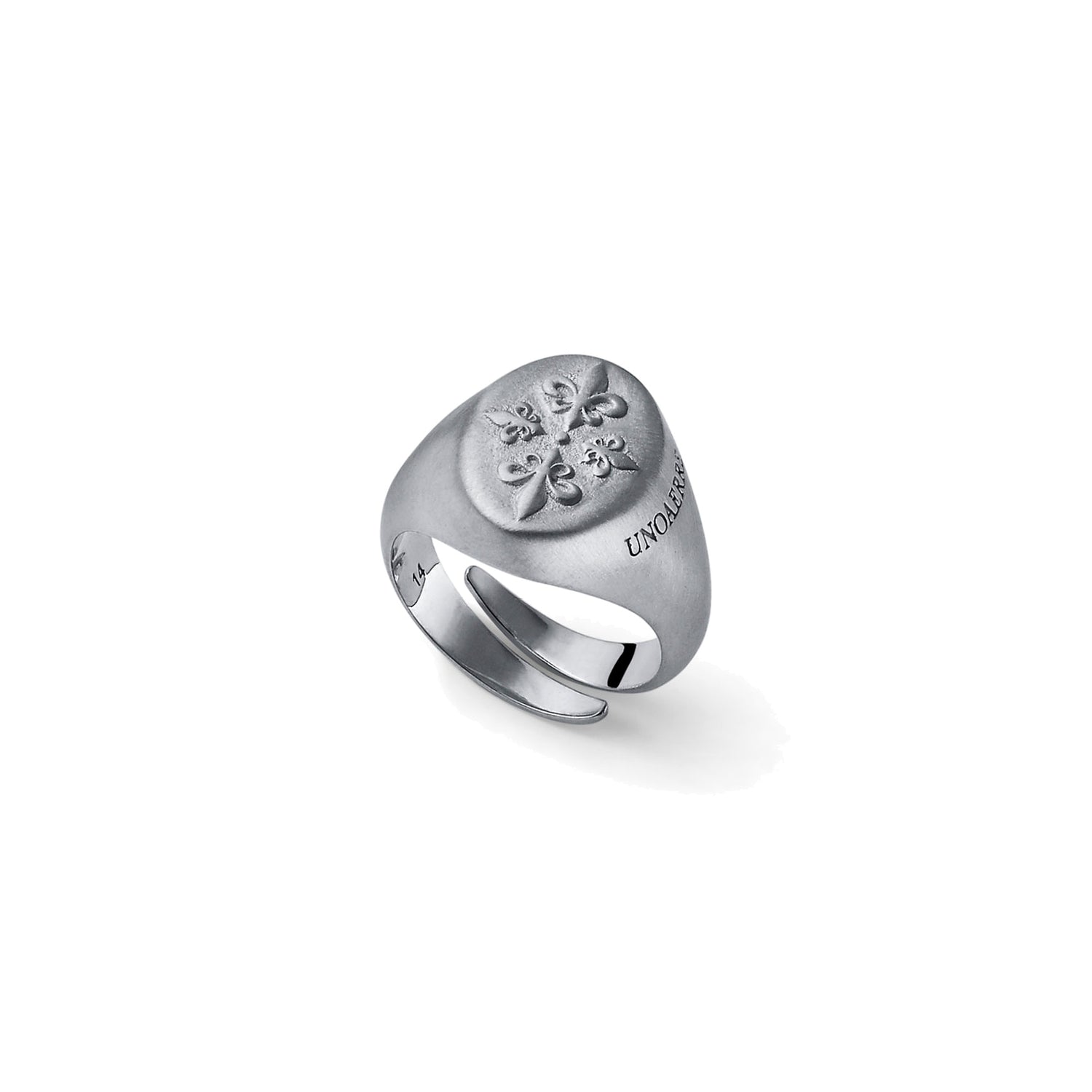 Anello Sigillo Chevalier in Argento con Gigli Fiorentini in Rilievo Unoaerre