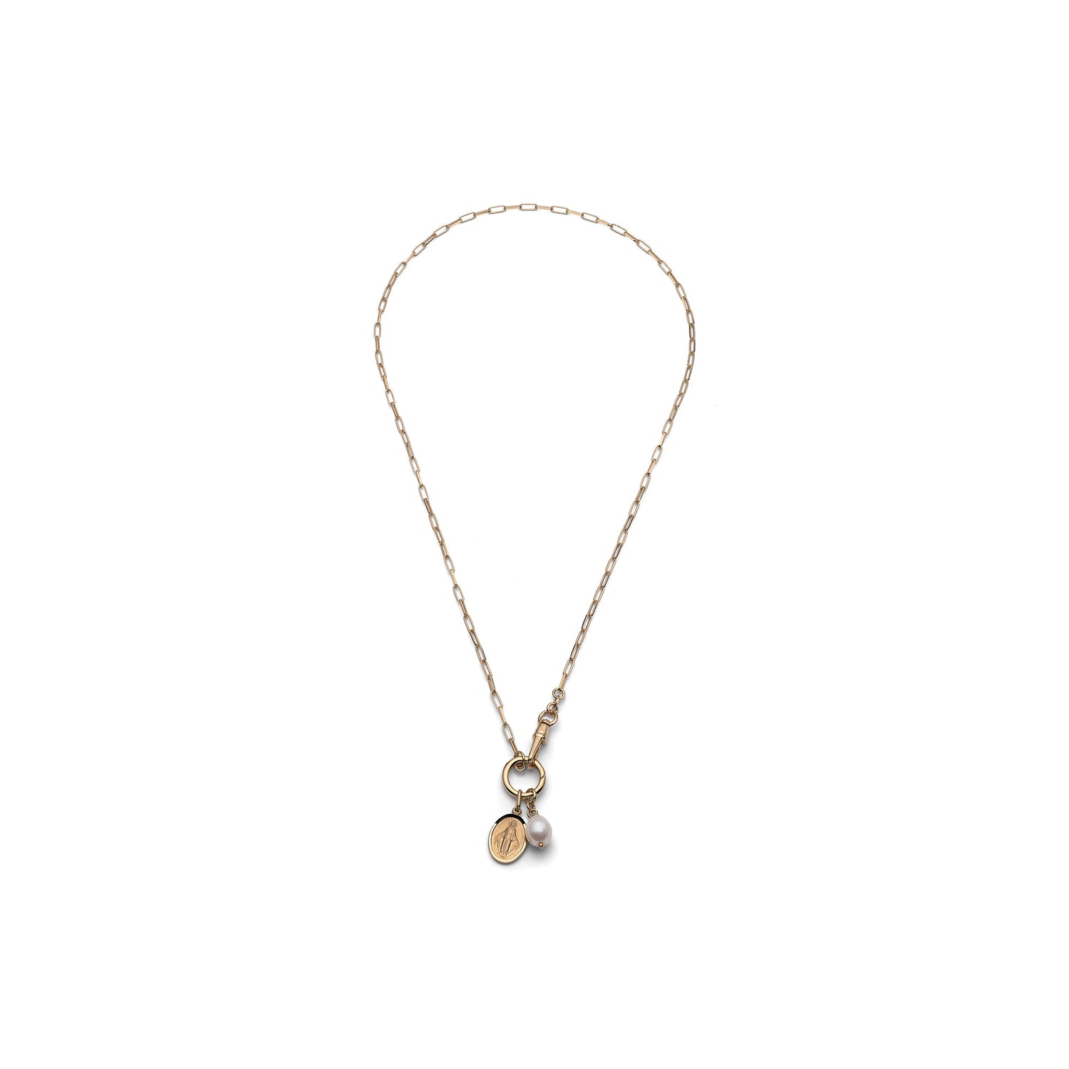 Collana in Argento Dorato con Mini Catena Paperclip e Chiusura Centrale Unoaerre