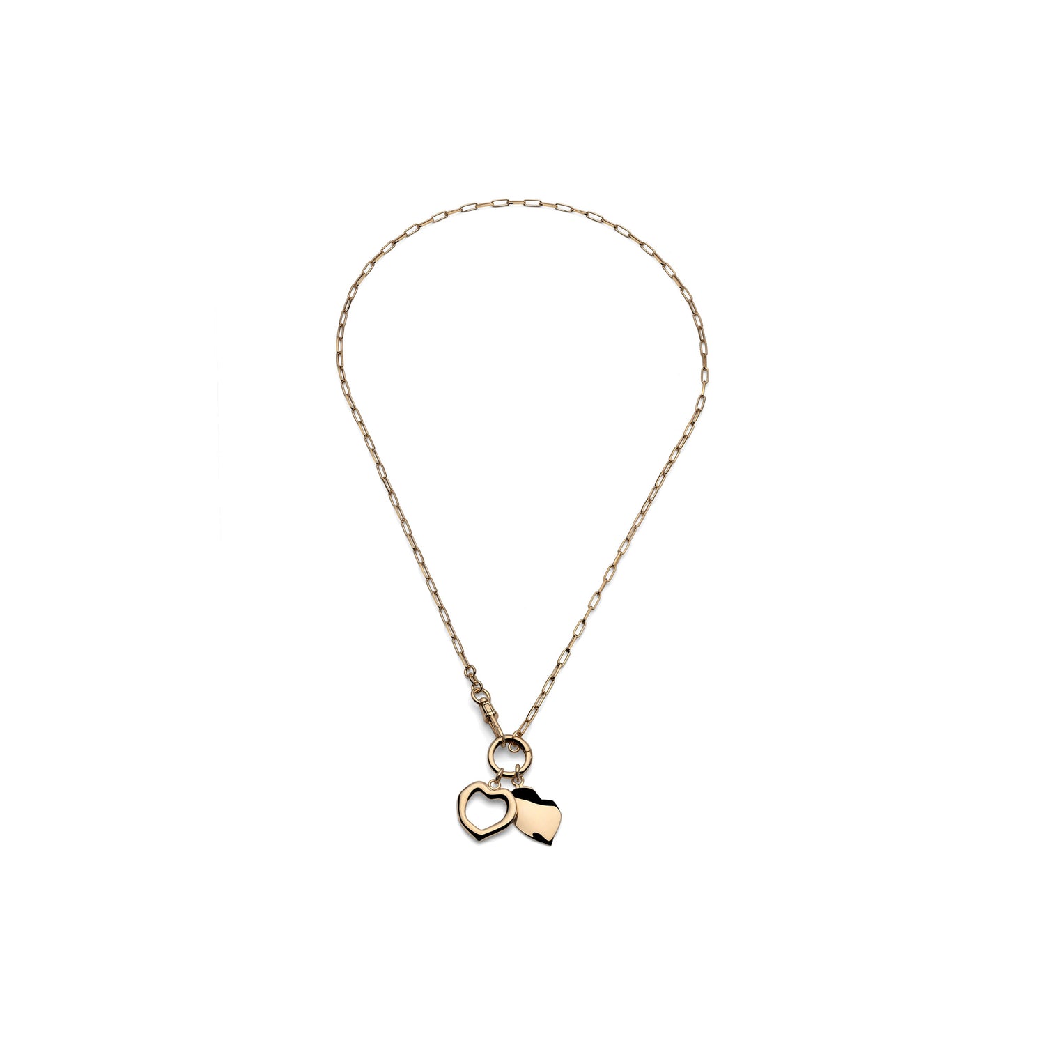 Collana in Argento Dorato con Mini Catena Paperclip e Chiusura Centrale Unoaerre