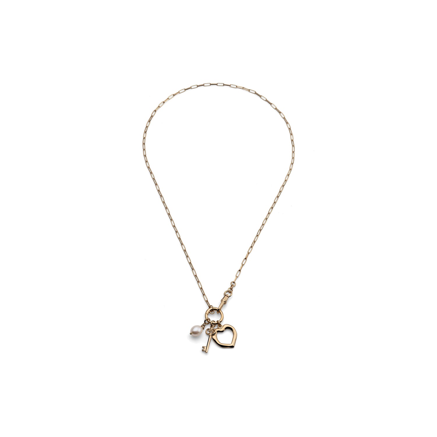 Collana in Argento Dorato con Mini Catena Paperclip e Chiusura Centrale Unoaerre