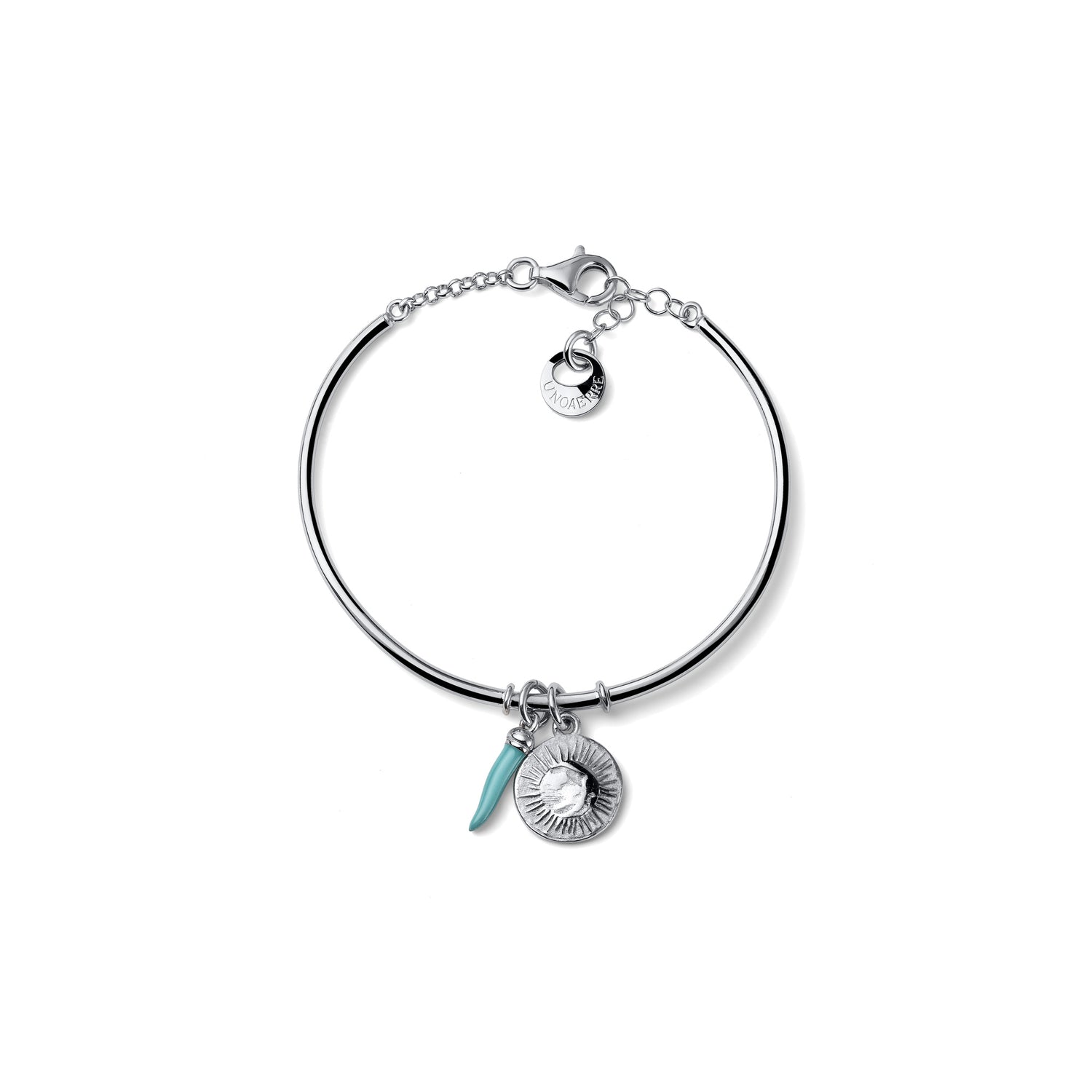 Bracciale Rigido con Pendenti a Disco e Pietra Azzurra Unoaerre