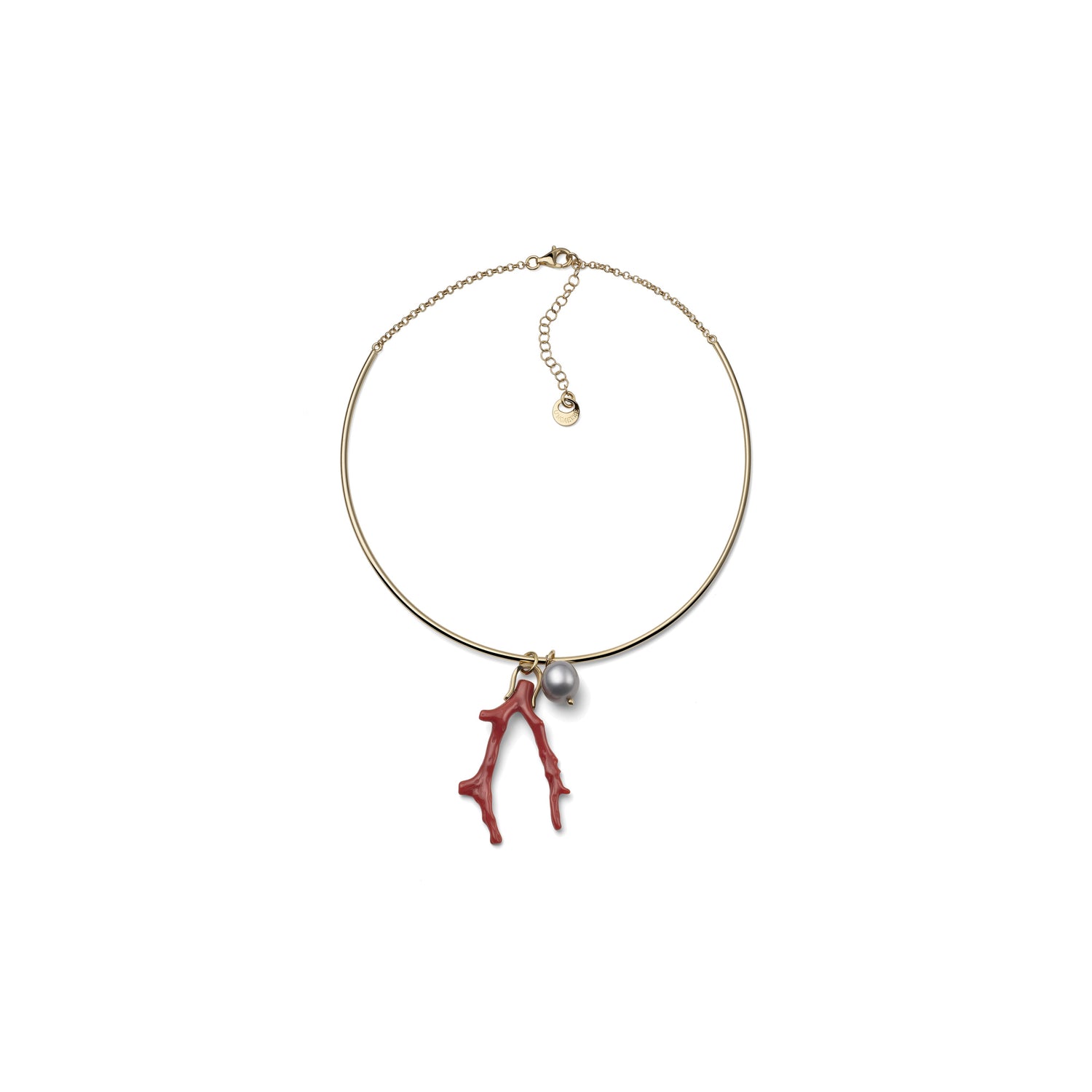 Bracciale Rigido con Pendente a Ramo di Corallo Rosso Unoaerre