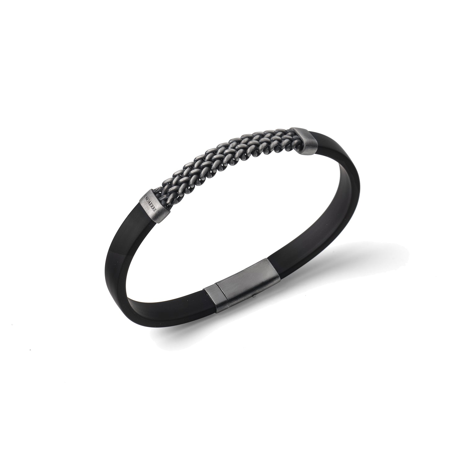 Bracciale in Cuoio con Maglia in Finitura Brunita Unoaerre