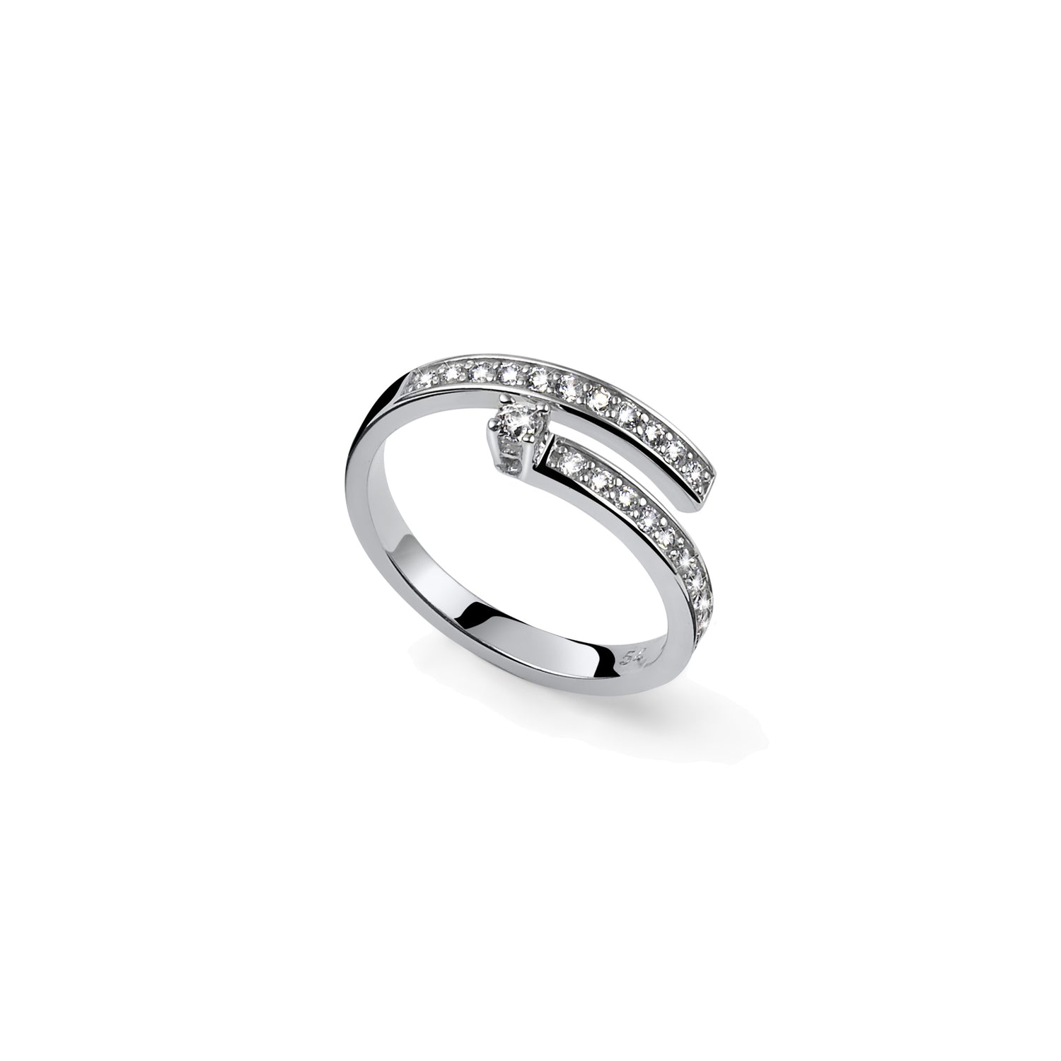 Anello Contrarié a Spirale con Pavé di Zirconi Unoaerre
