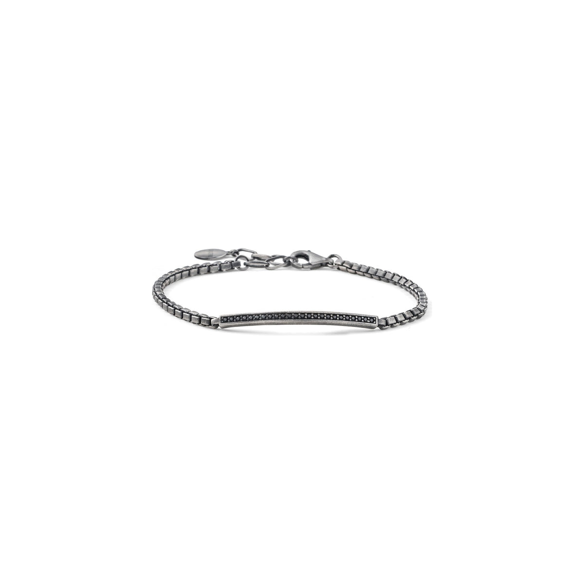 Pulsera con barra pavé en plata bruñida Unoaerre