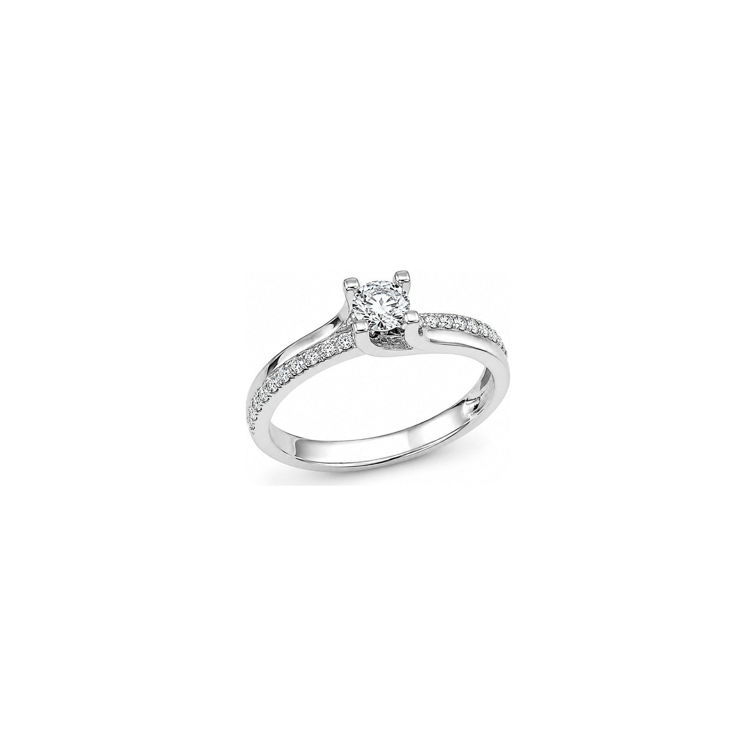 Anello Oro Bianco Diamante Naturale 0.18ct