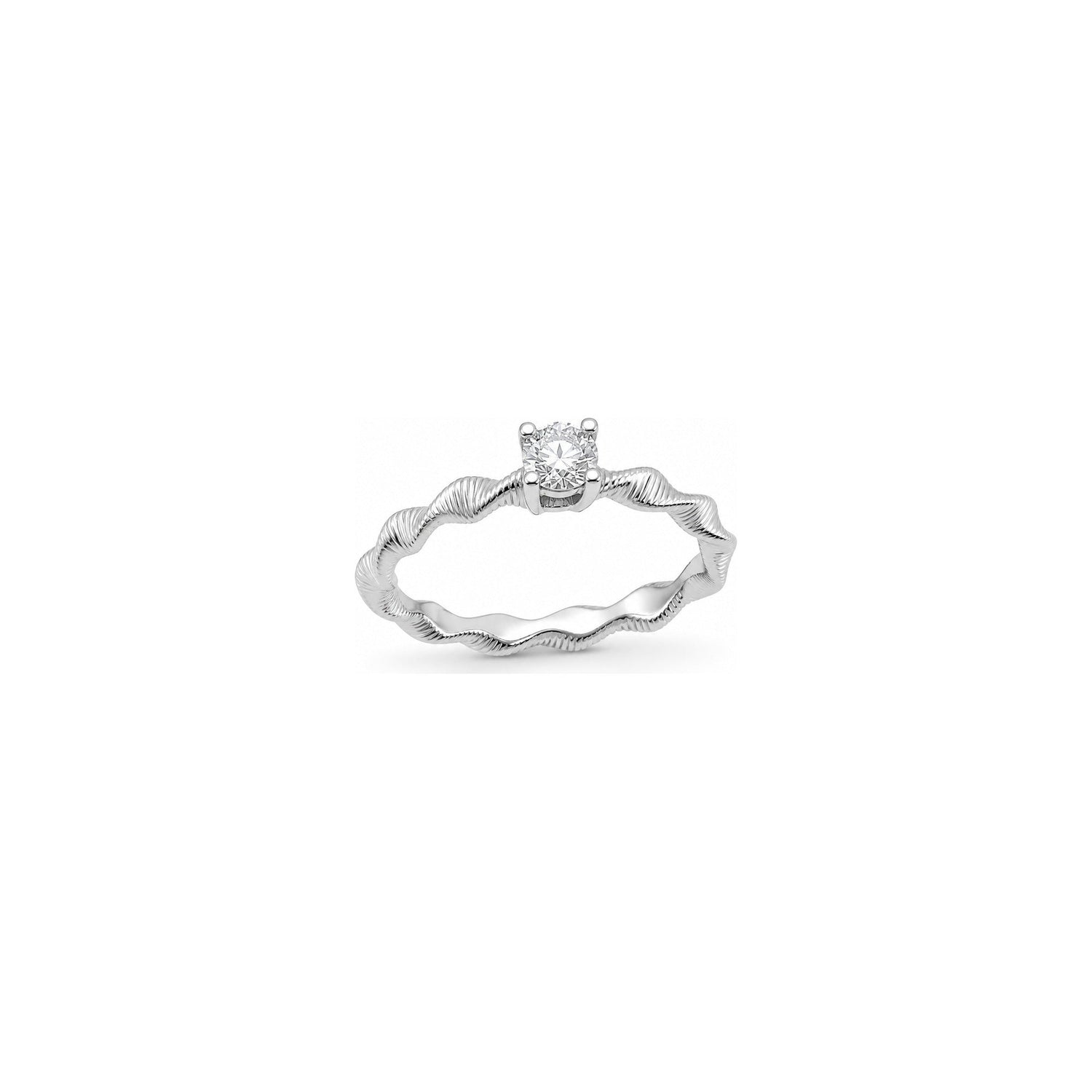 Anello Oro Bianco Diamante Naturale 0.17ct