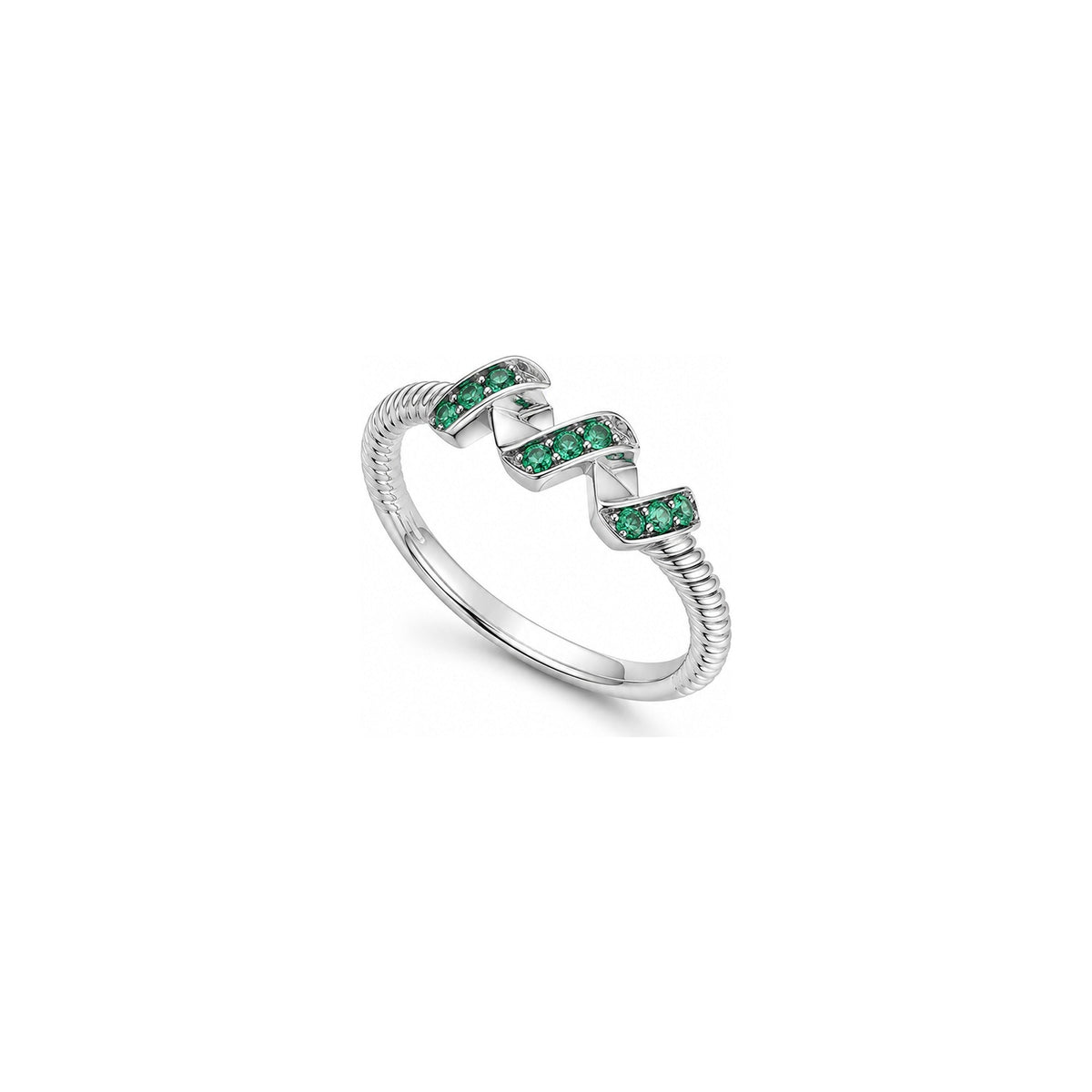 Anello Oro Bianco Smeraldo Naturale 0.15ct