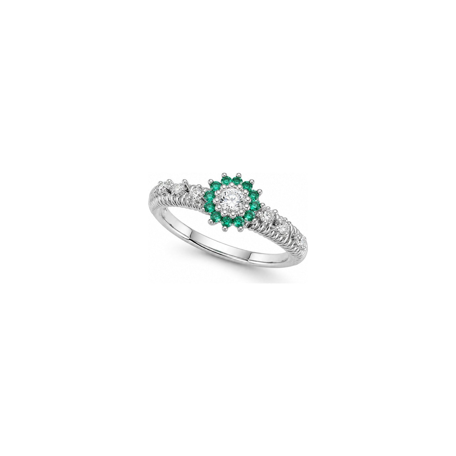 Anello Oro Bianco Diamante Naturale 0.16ct