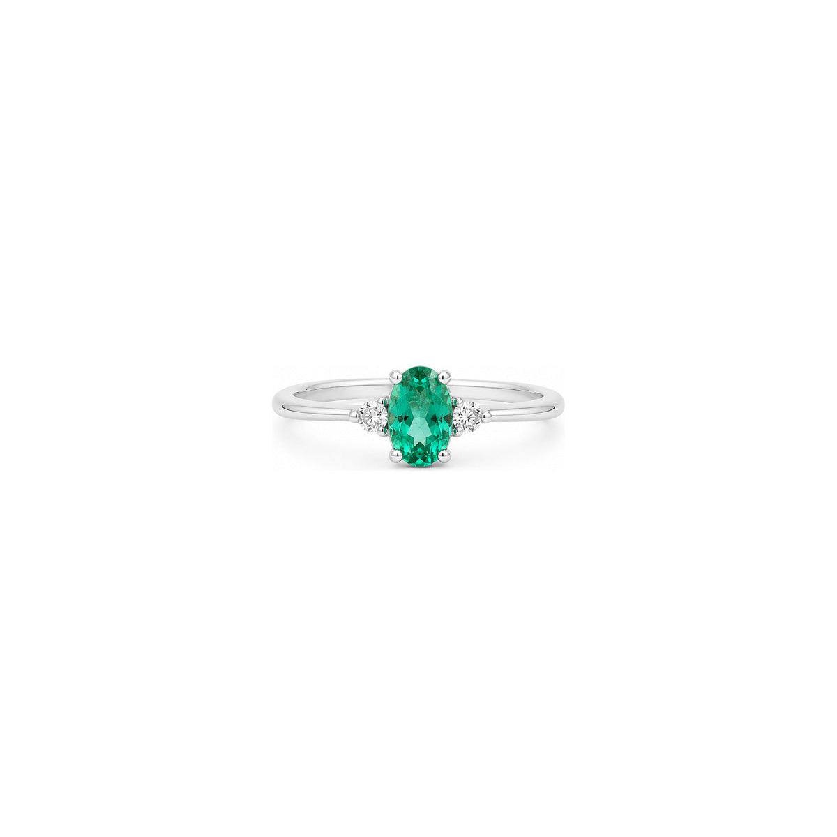 Anello Oro Bianco Smeraldo Naturale 0.02ct