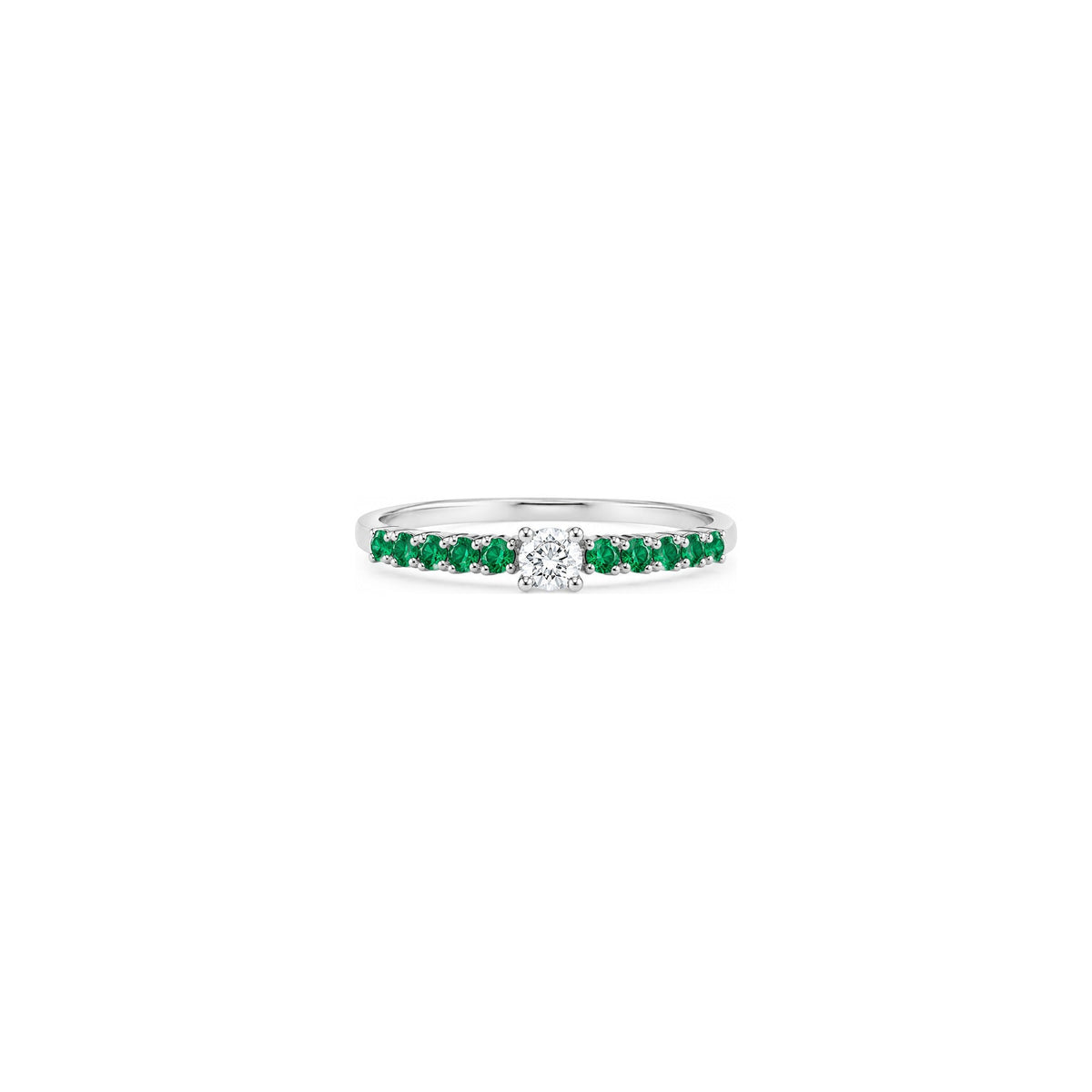 Anello Oro Bianco Smeraldo Naturale 0.15ct