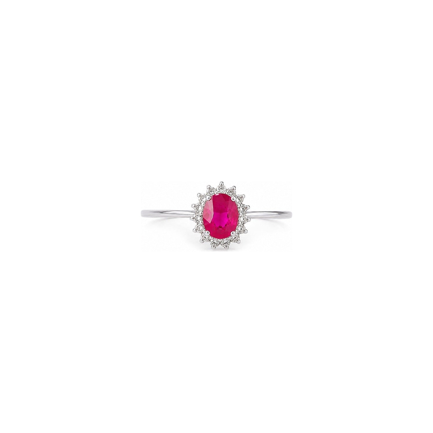 Anello Oro Bianco Rubino Naturale 0.21ct