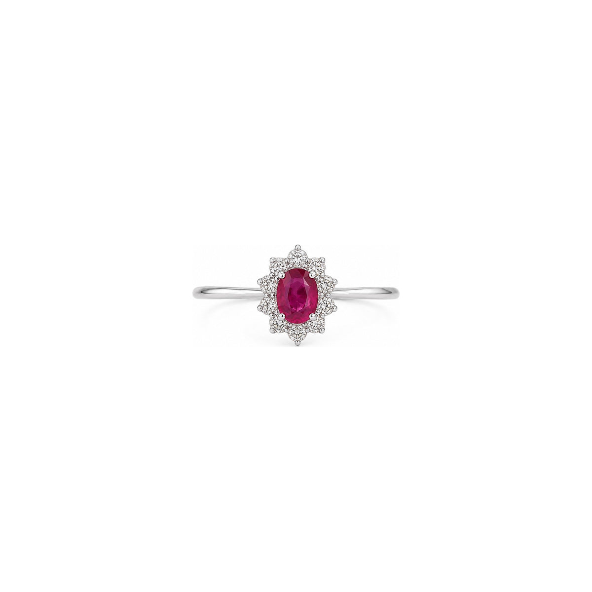 Anello Oro Bianco Rubino Naturale 0.12ct