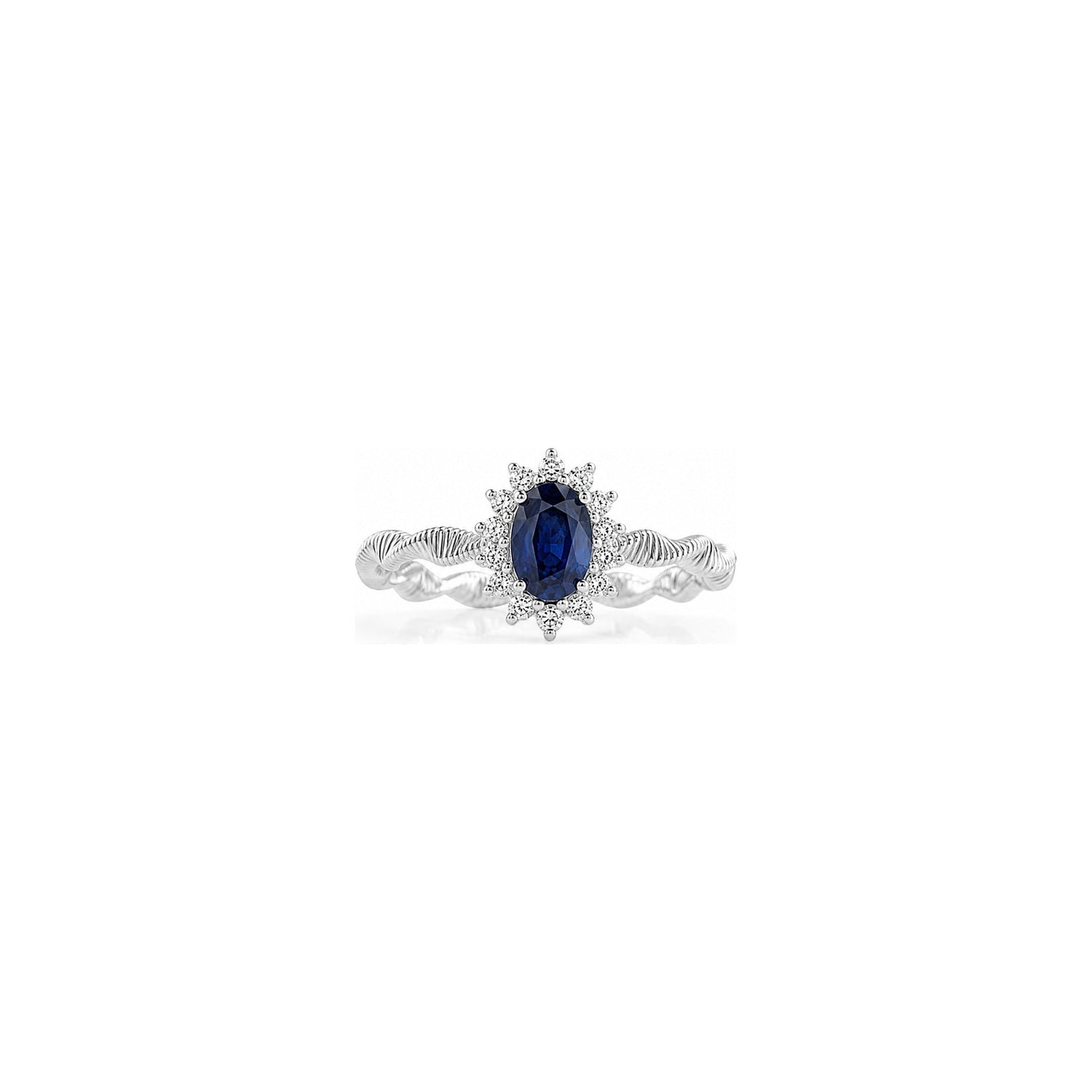 Anello Oro Bianco Zaffiro Naturale 0.14ct