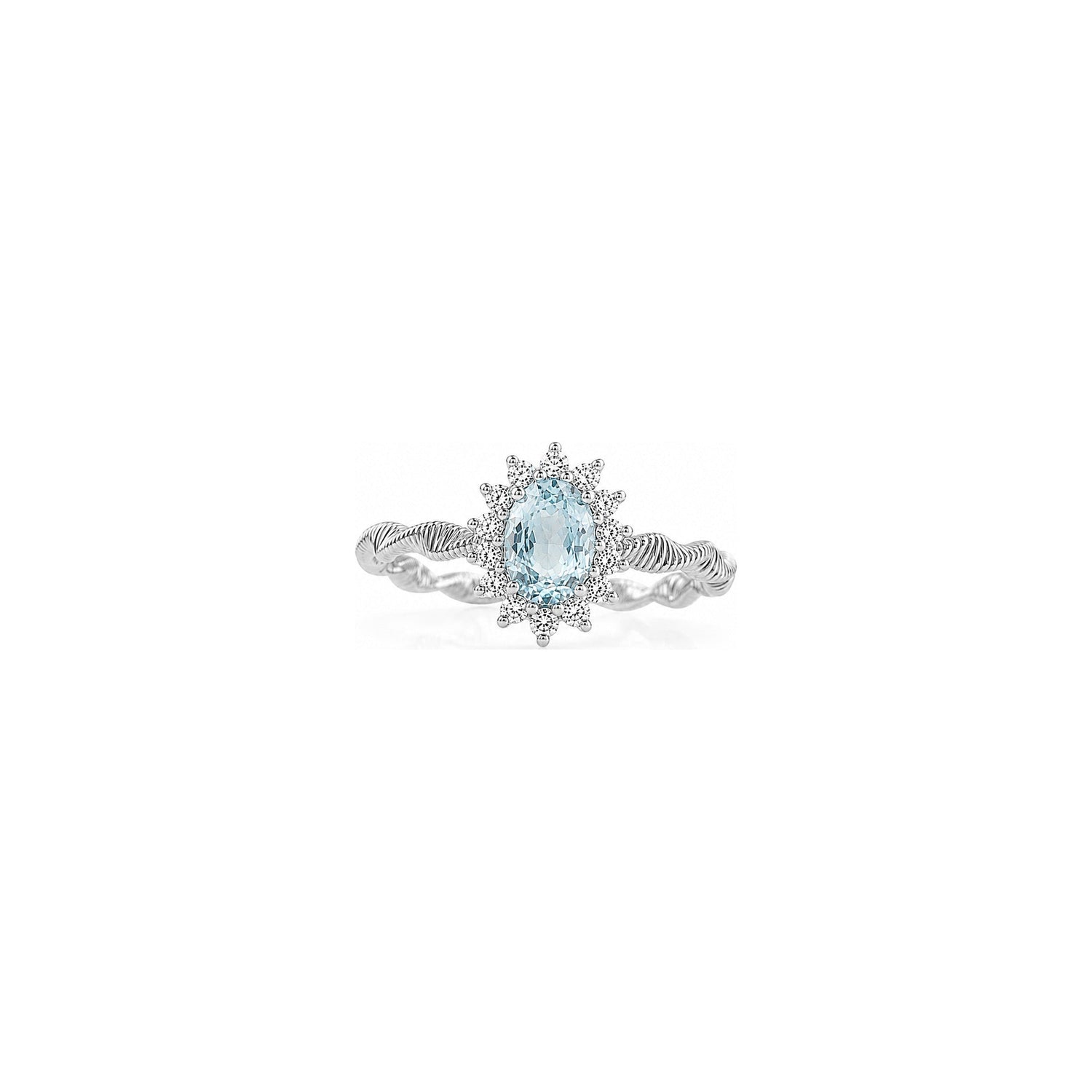 Anello Oro Bianco Acquamarina Naturale 0.16ct