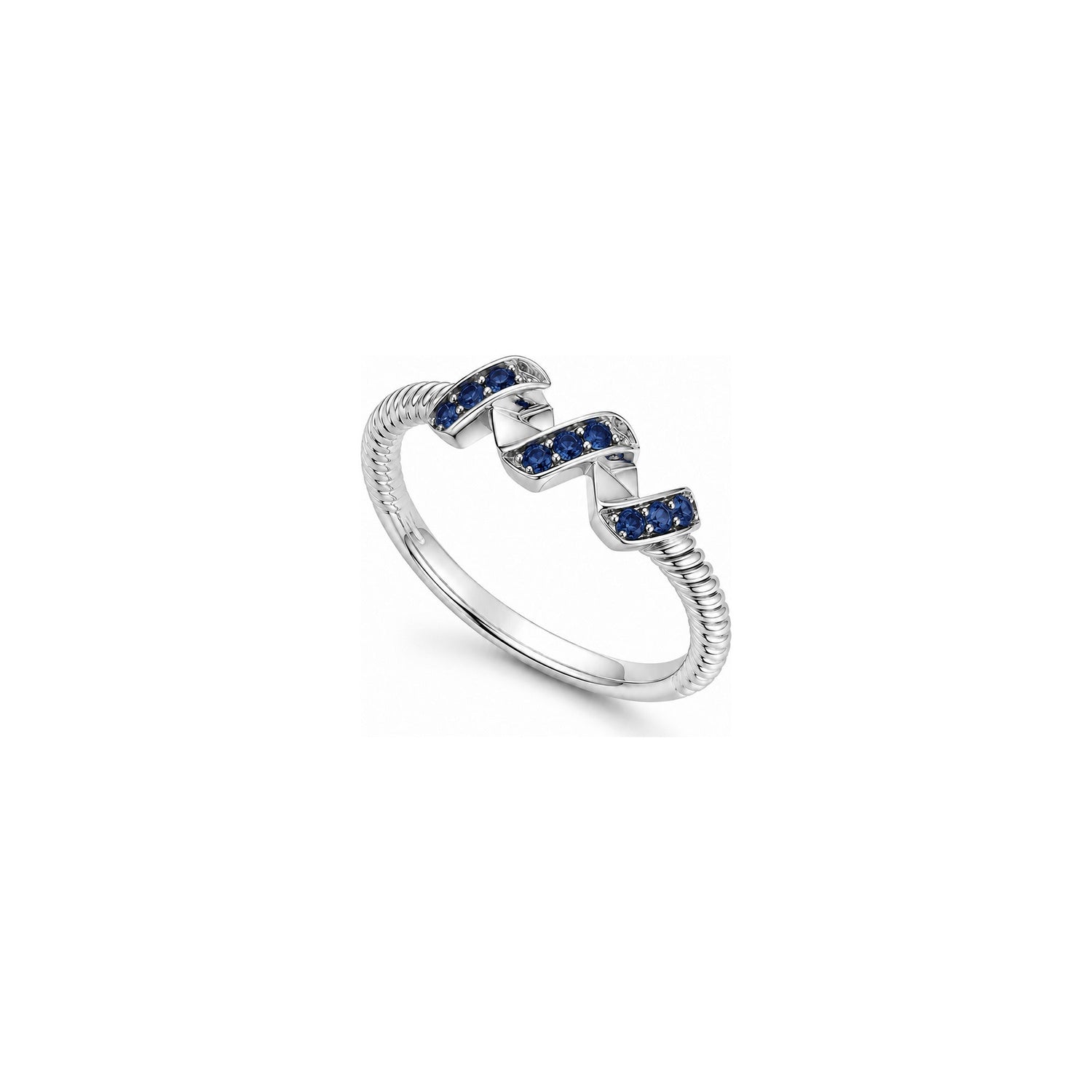 Anello Oro Bianco Zaffiro Naturale 0.16ct