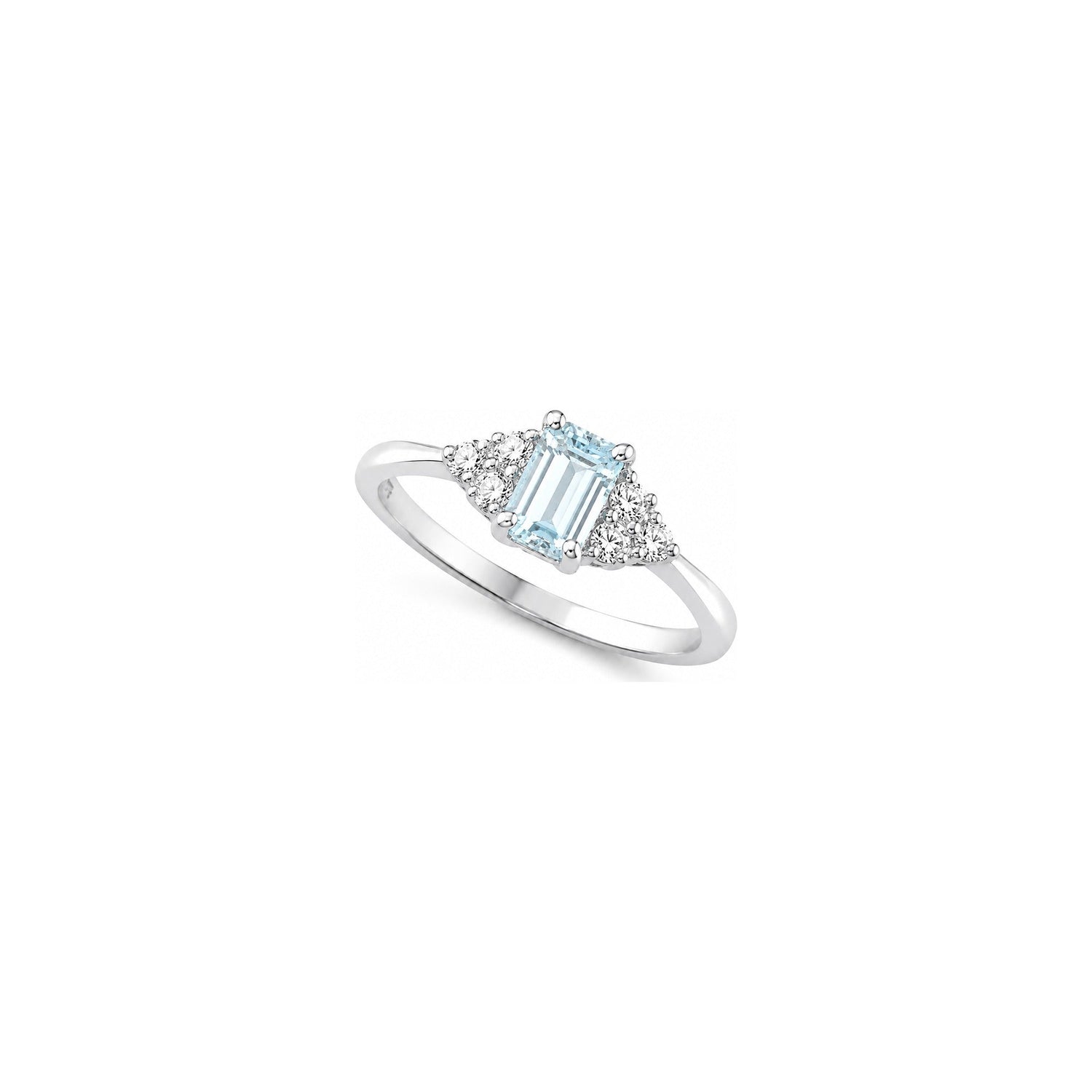Anello Oro Bianco Acquamarina Naturale 0.09ct