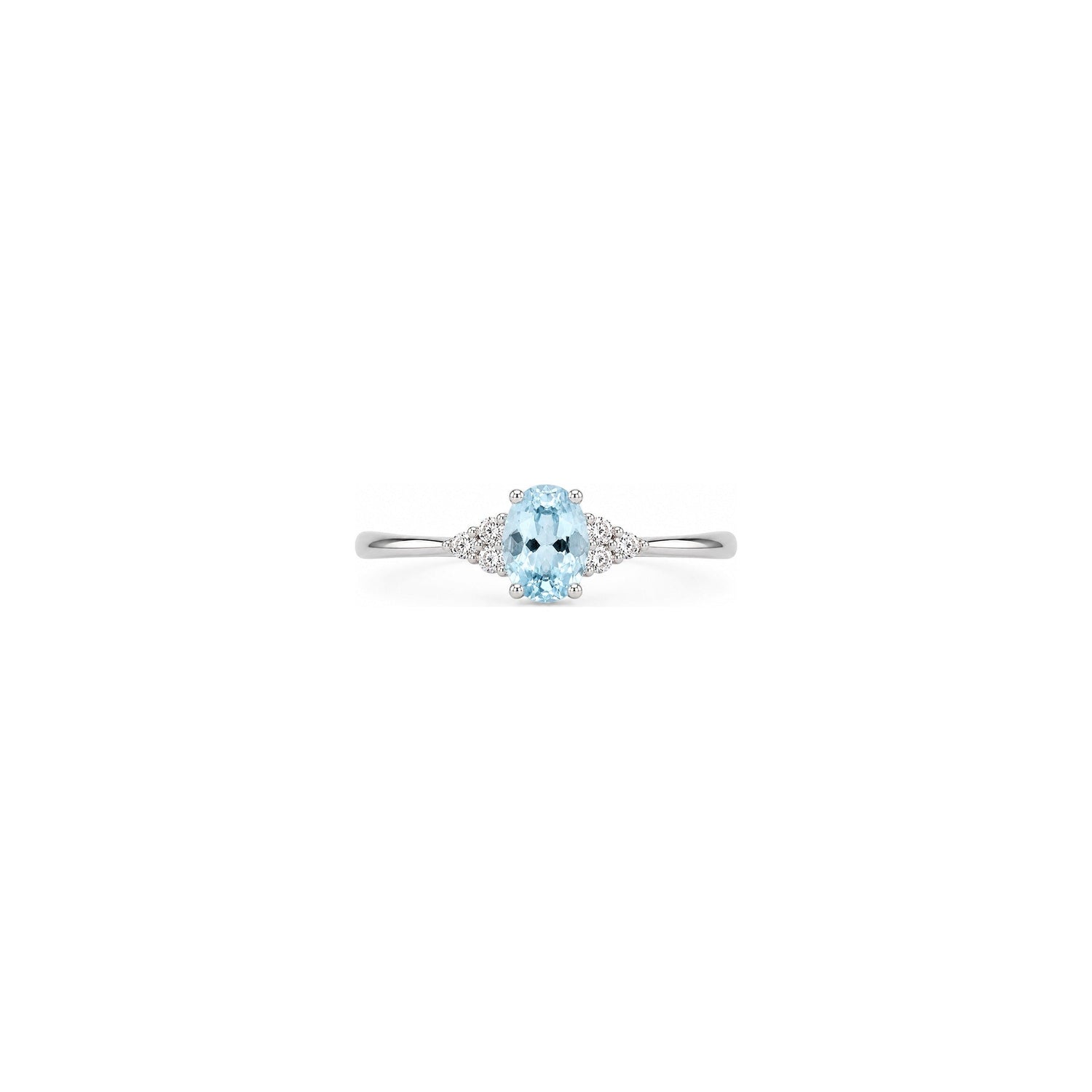 Anello Oro Bianco Acquamarina Naturale 0.06ct