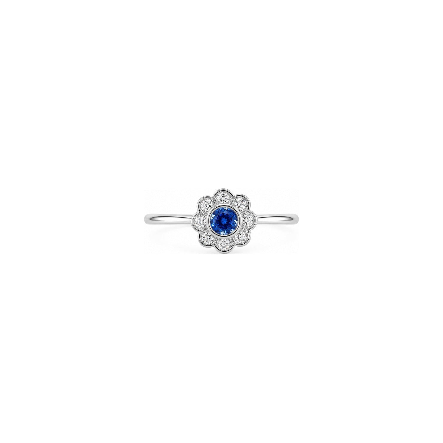 Anello Oro Bianco Zaffiro Naturale 0.10ct